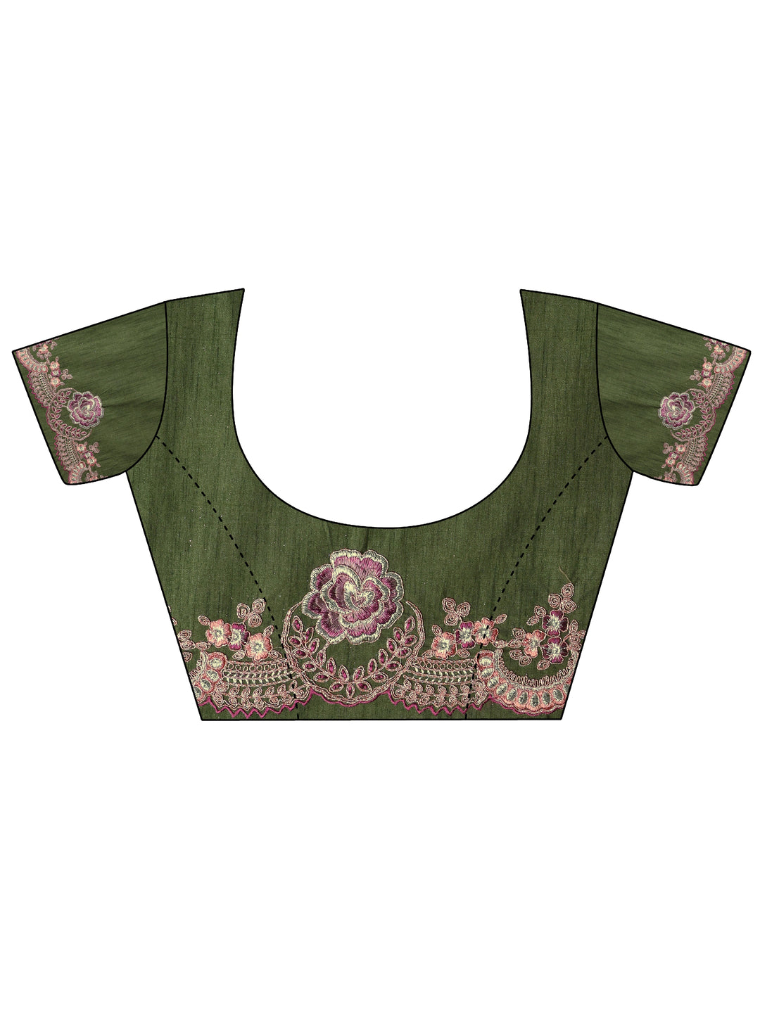  Mauve Embroidered Silk Blend Sarees With Unstitched Blouse Piece 