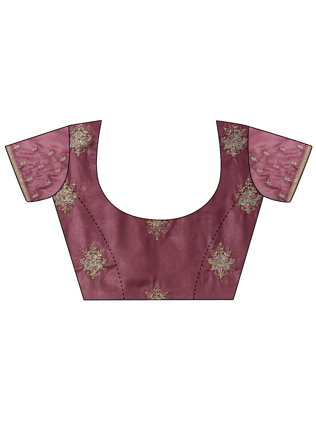  Mauve Embroidered Silk Blend Saree With Unstitched Blouse Piece 