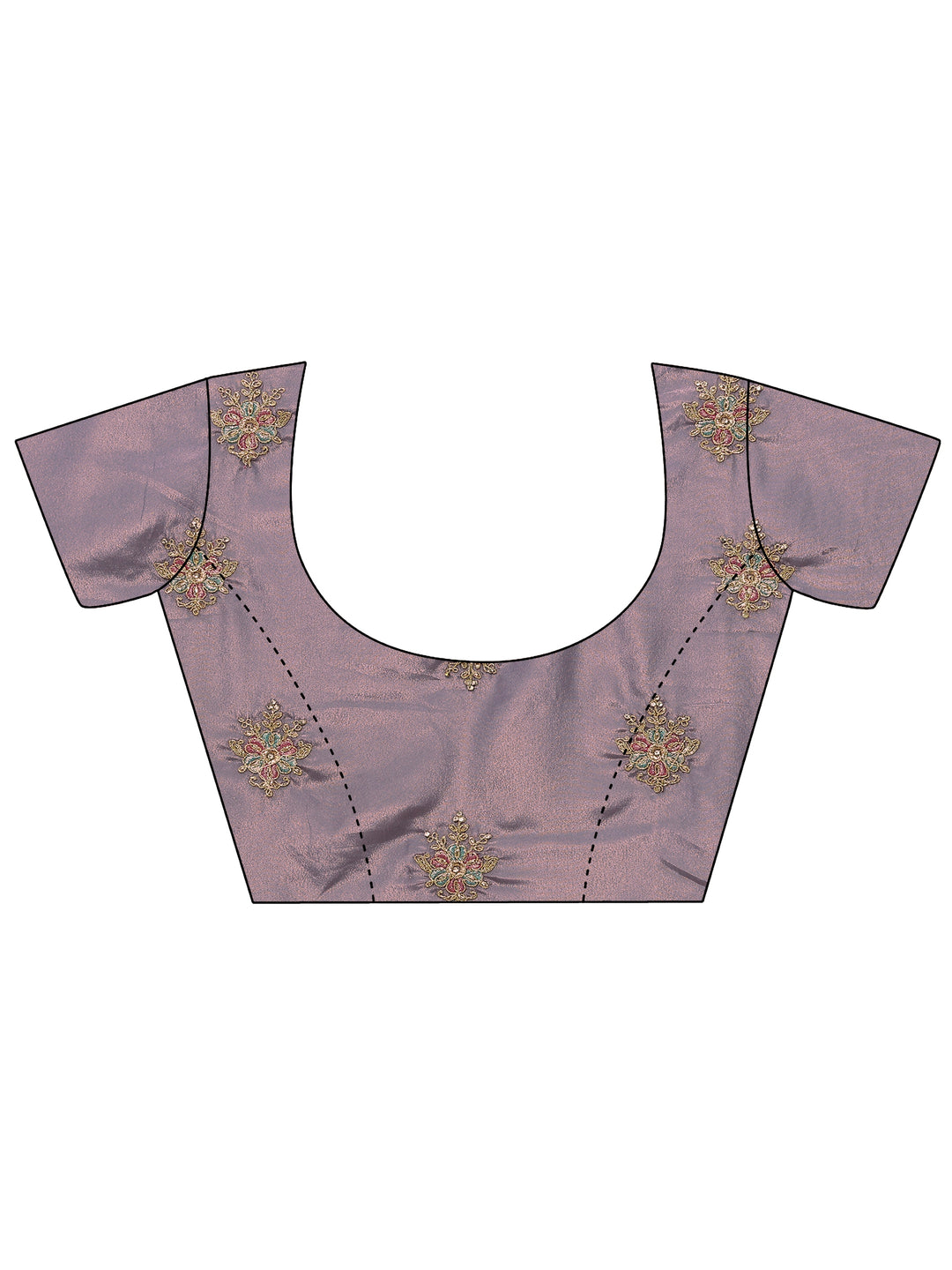  Lavender Embroidered Silk Blend Saree With Unstitched Blouse Piece 