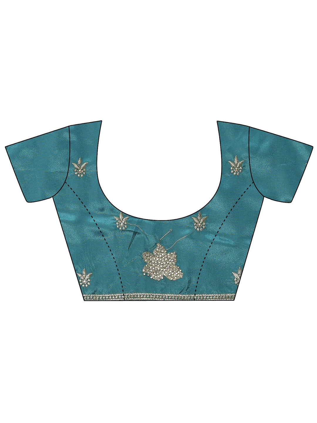  Blue Embroidered Silk Blend Saree With Unstitched Blouse Piece 