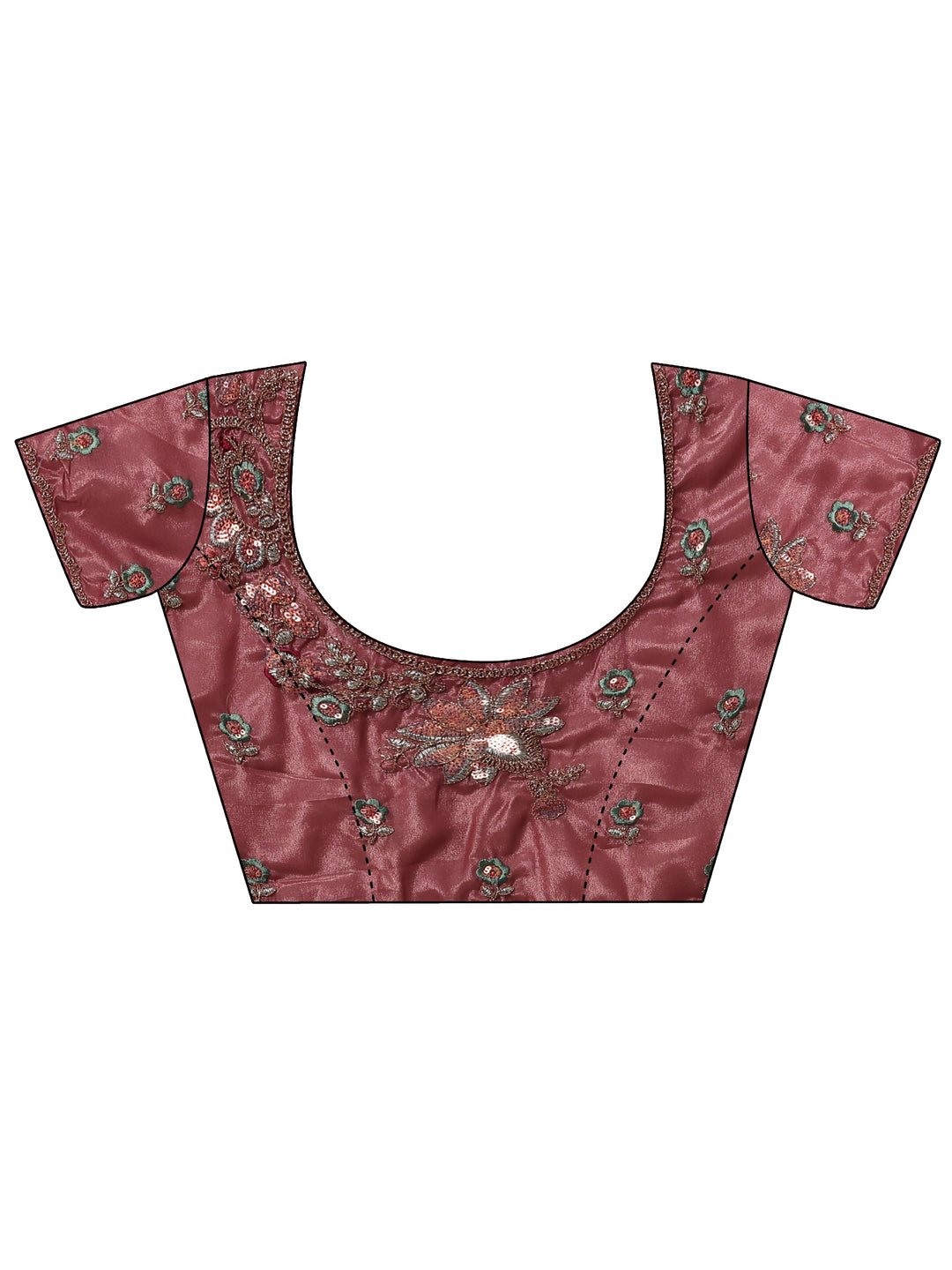  Mauve Embroidered Silk Blend Saree With Unstitched Blouse Piece 