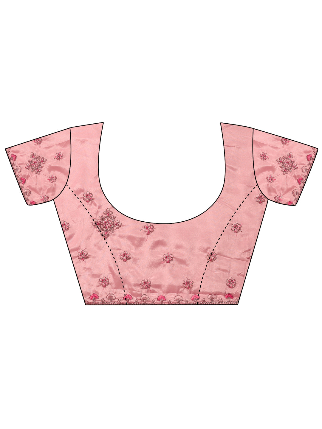  Pink Embroidered Crepe Saree With Unstitched Blouse Piece 