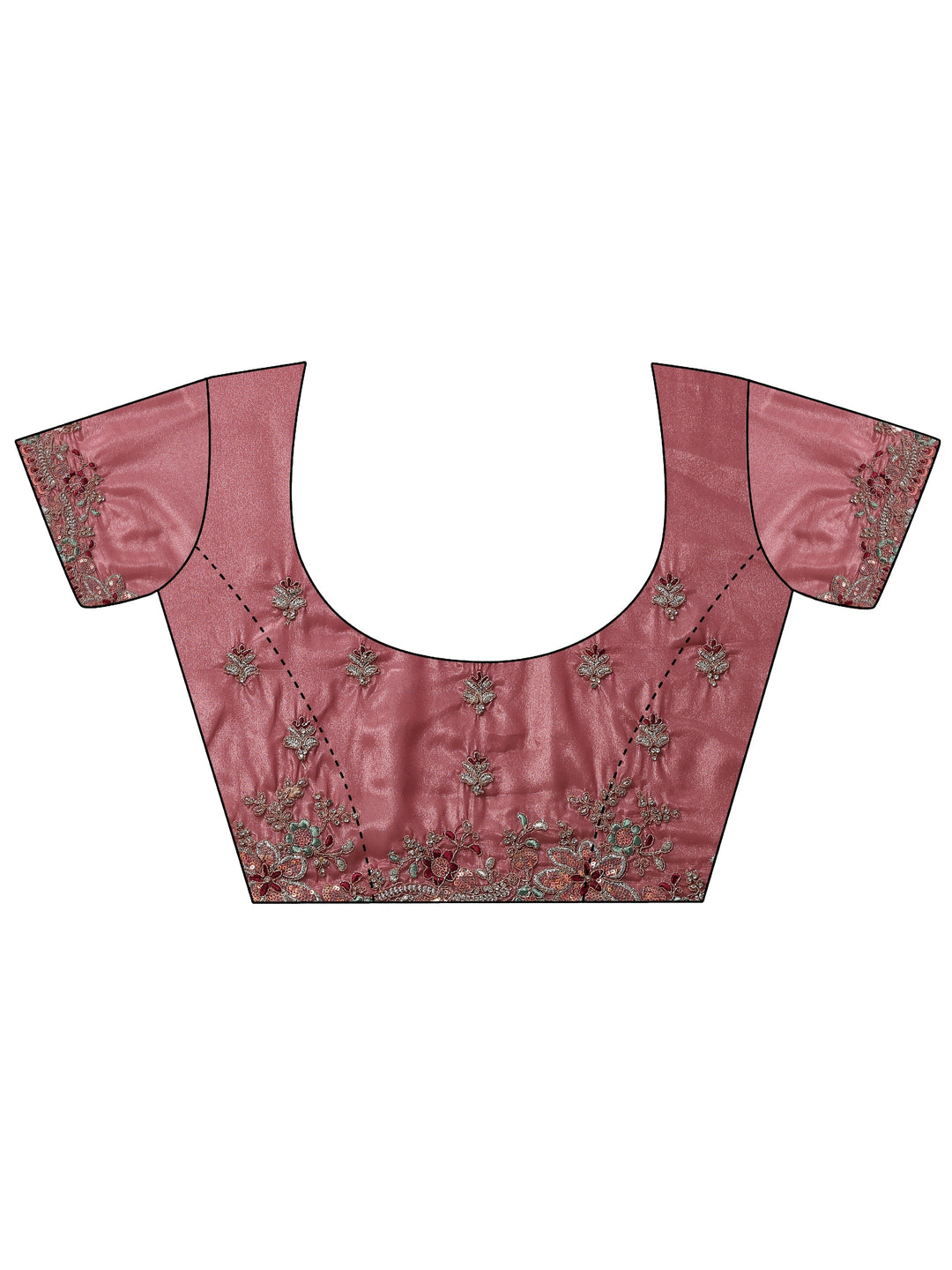  Mauve Embroidered Crepe Saree With Unstitched Blouse Piece 