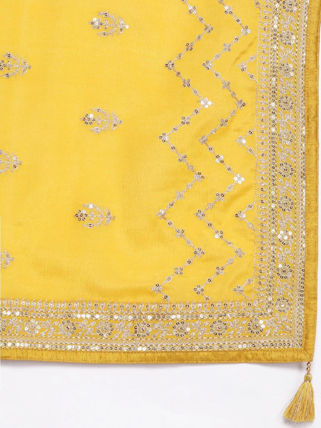 Yellow Woven Design Silk Blend Straight Suit With Dupatta - Libas