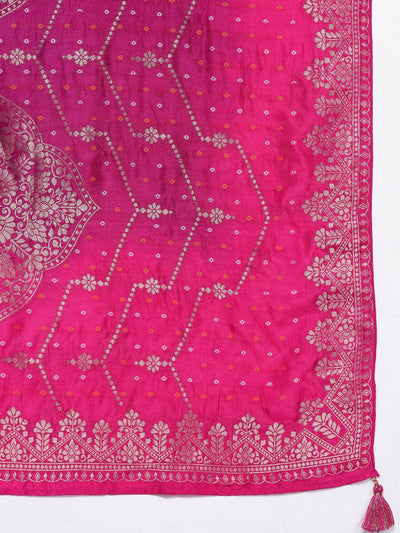 Pink Yoke Design Silk Blend Straight Suit With Dupatta - Libas