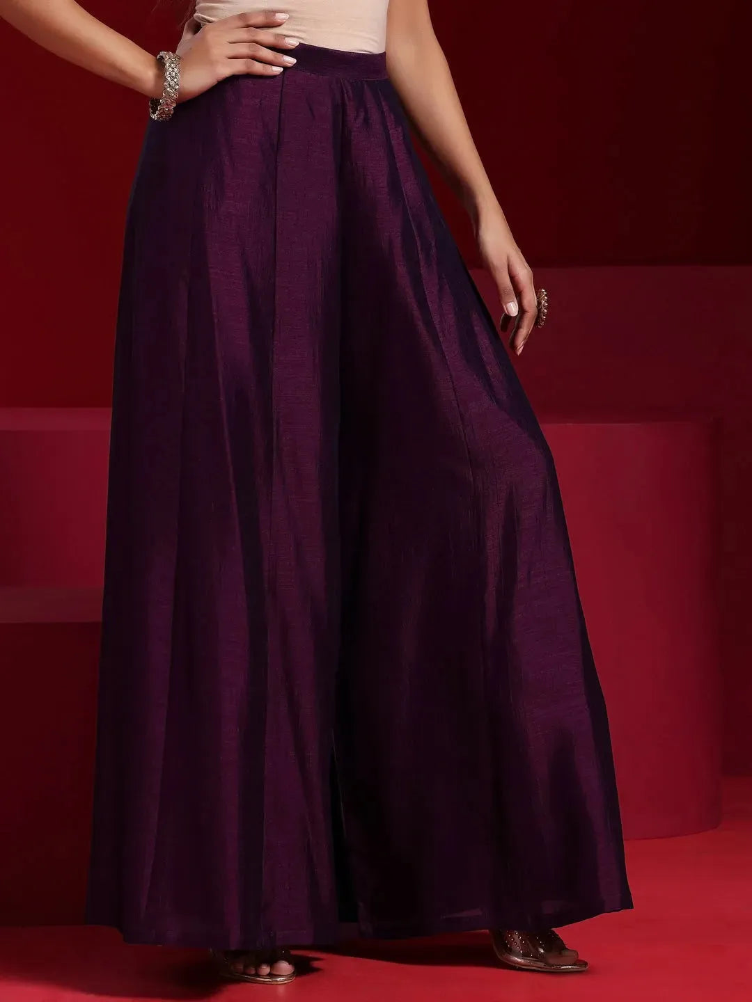  Libas Art Wine Embroidered Silk Blend Straight Suit With Dupatta 