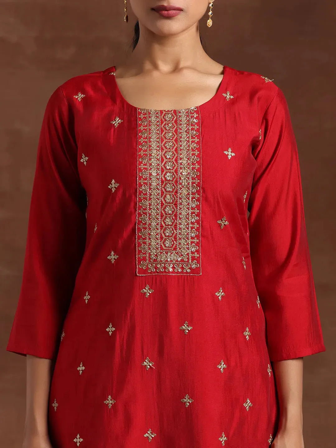  Maroon Self Design Silk Blend Straight Suit With Dupatta 