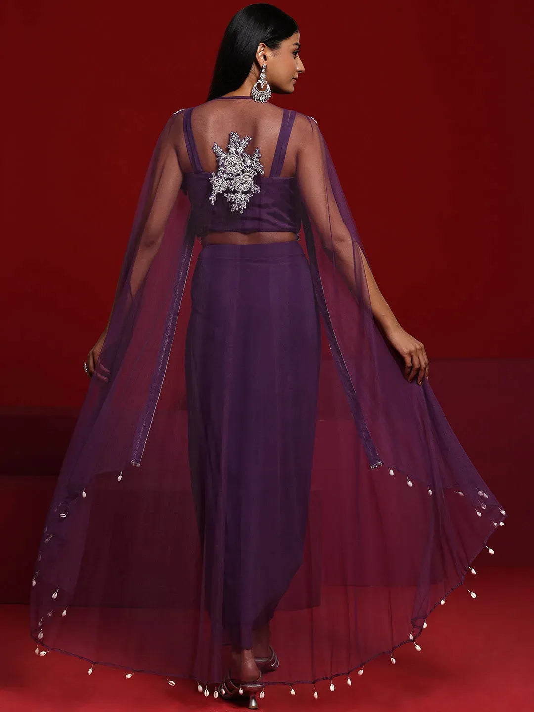  Libas Art Mauve Silk Blend Embellished Co-Ords 
