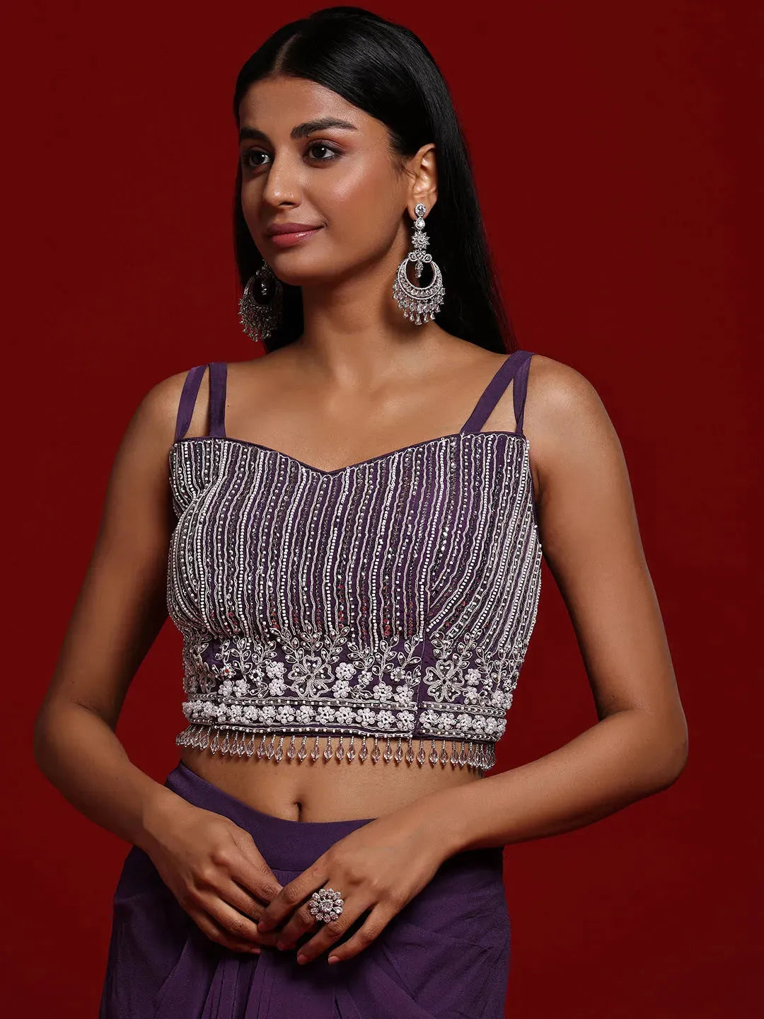  Libas Art Mauve Silk Blend Embellished Co-Ords 