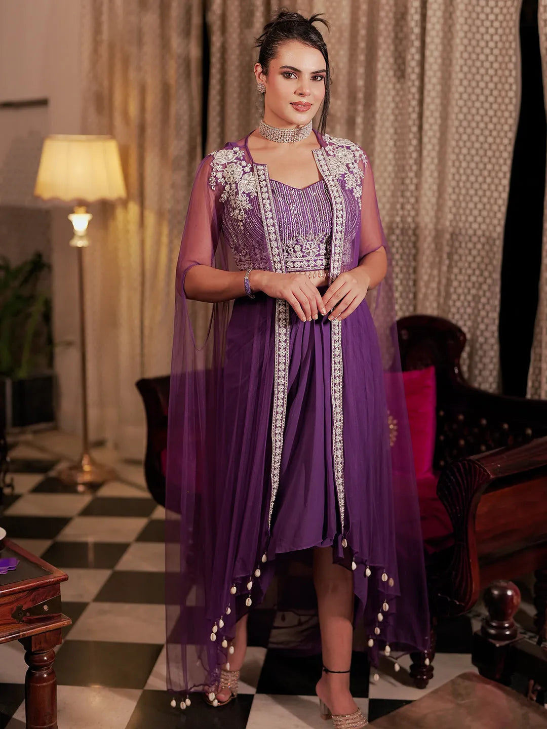 Libas Art Mauve Silk Blend Embellished Co-Ords-picture-17