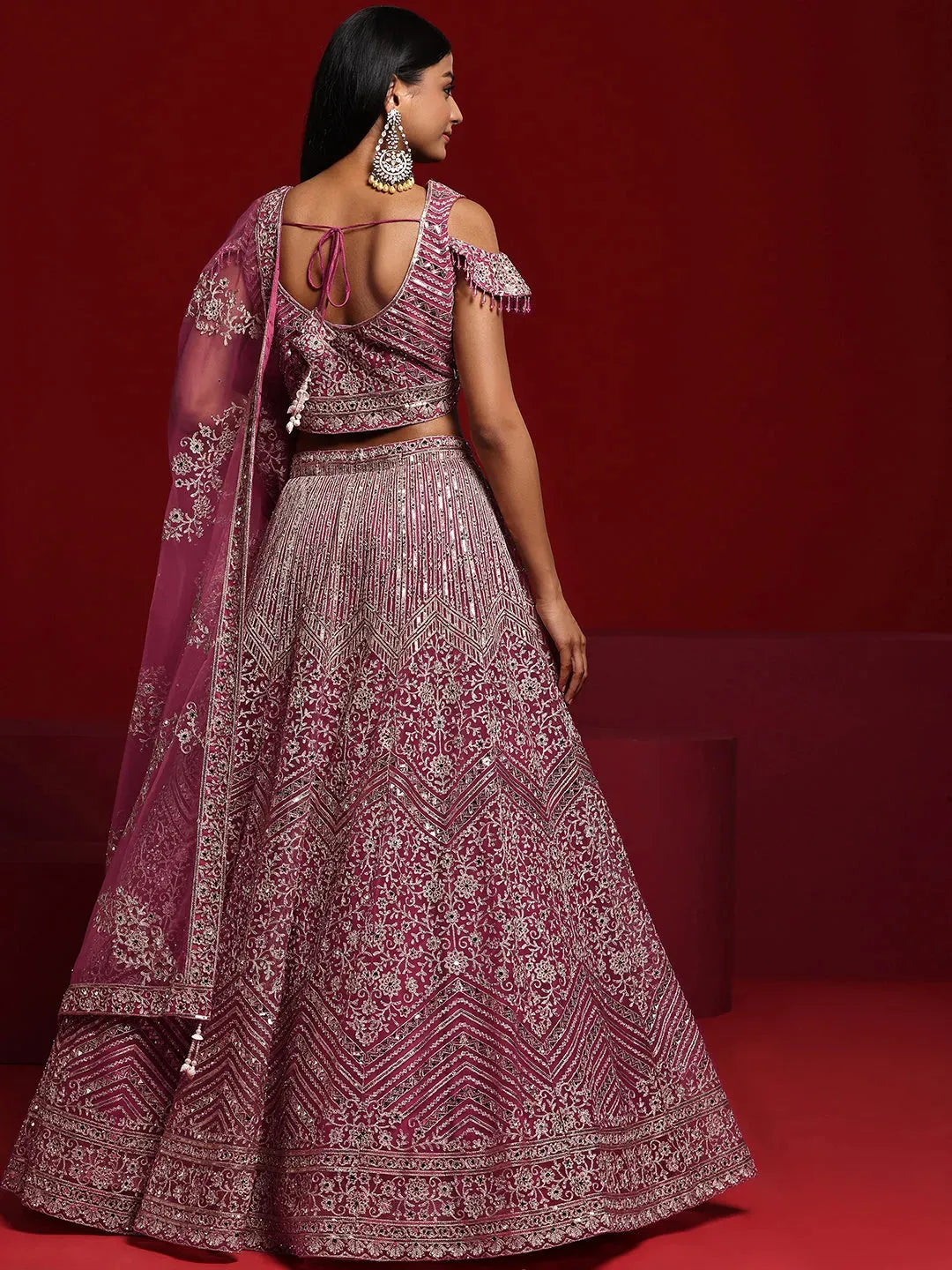  Libas Art Pink Embellished Net Lehenga Set 
