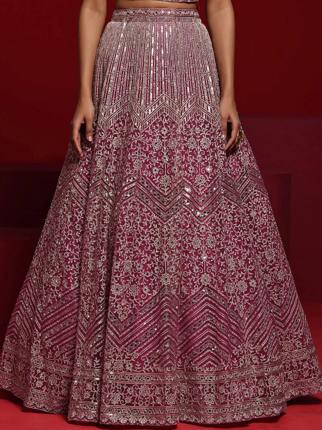  Libas Art Pink Embellished Net Lehenga Set 