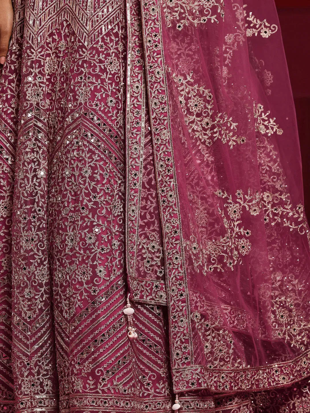 Libas Art Pink Embellished Net Lehenga Set 