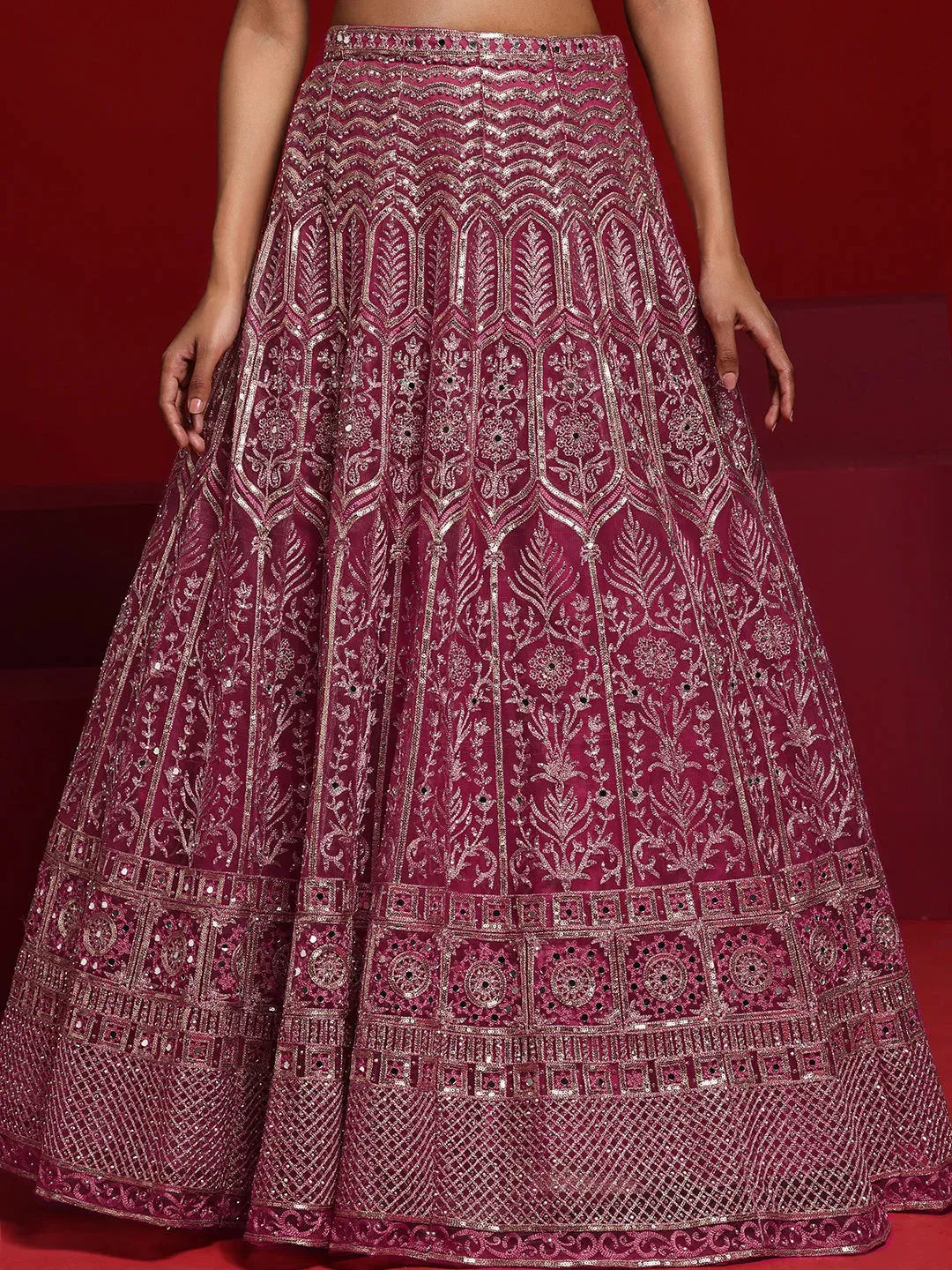  Libas Art Pink Embellished Net Lehenga Set 