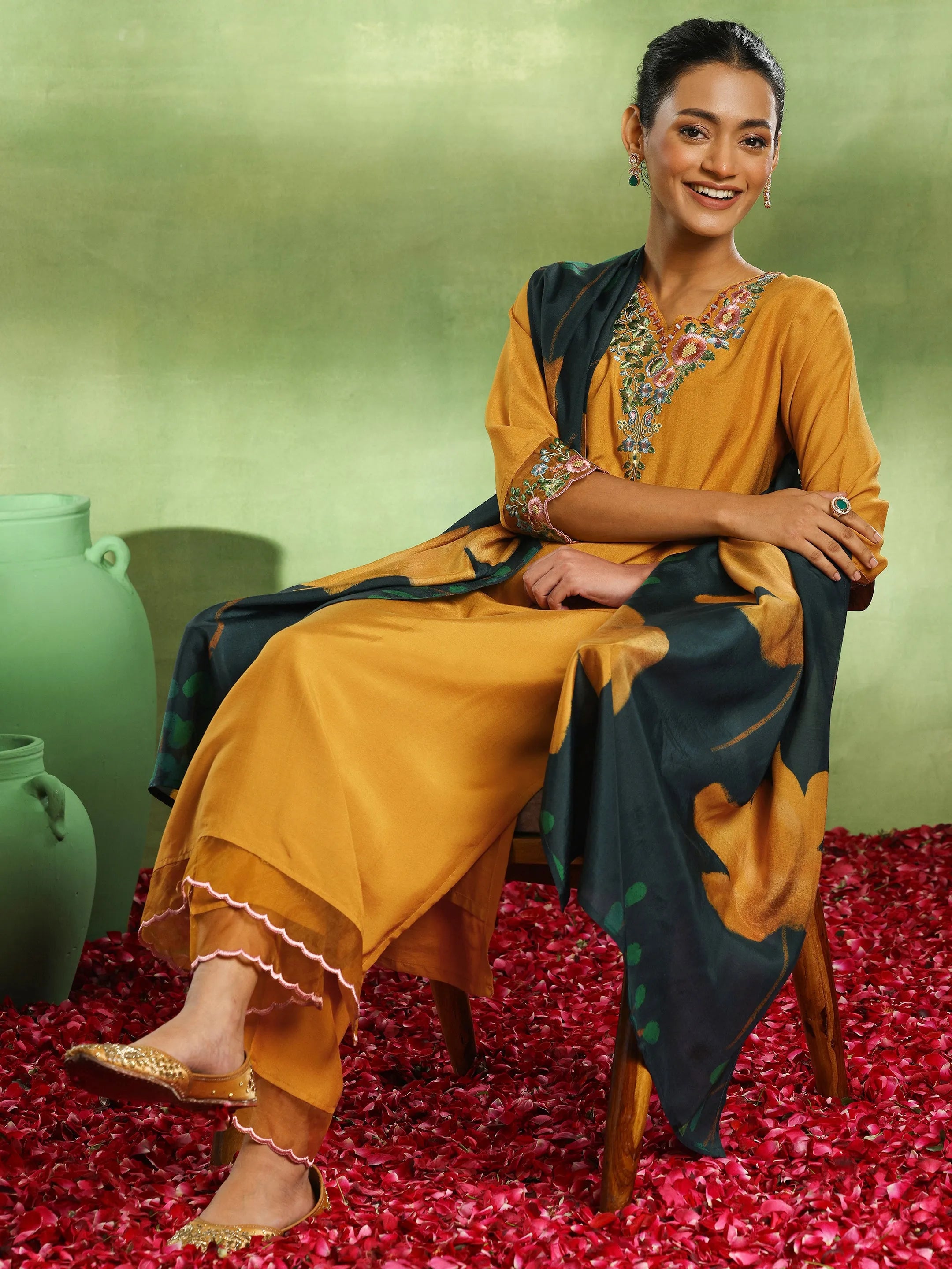 libas Mustard Yoke Design Muslin Straight Suit With Dupatta-picture-56