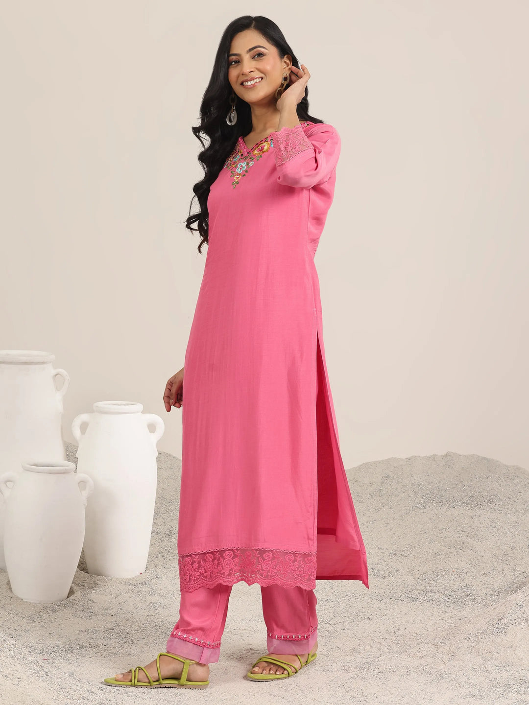  Pink Yoke Design Muslin Straight Suit With Dupatta 