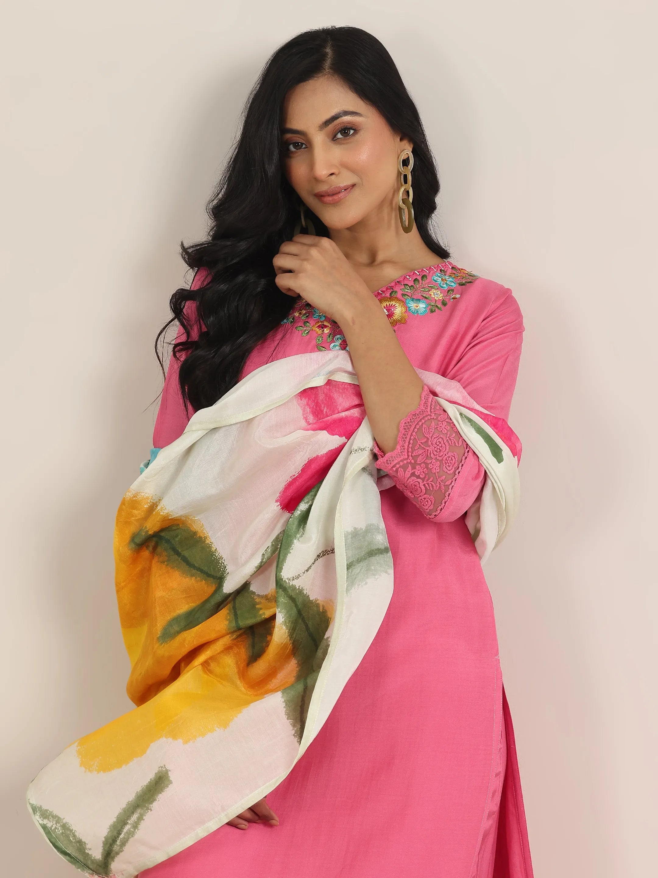libas Pink Yoke Design Muslin Straight Suit With Dupatta-picture-26