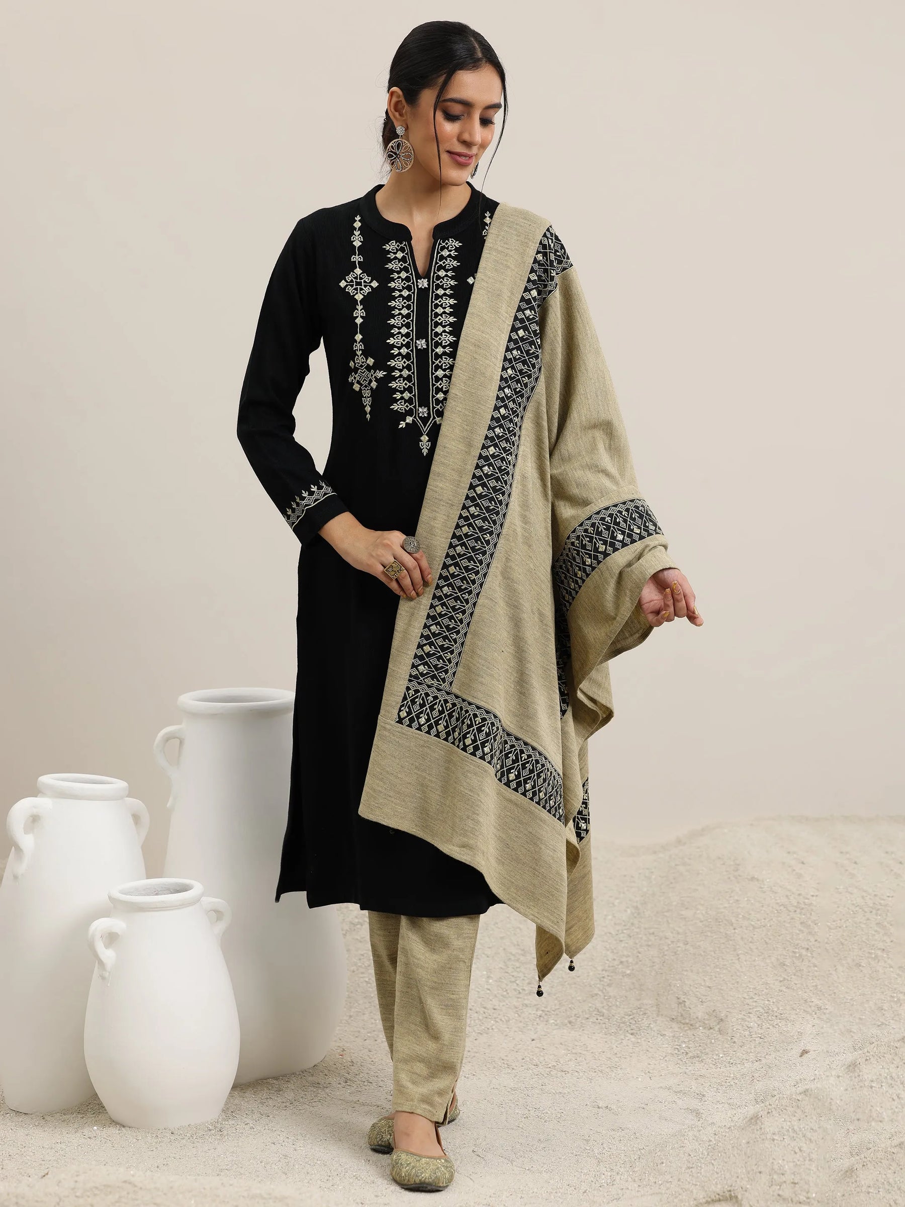 Libas Art Pink Embellished Silk Blend Palazzo Saree