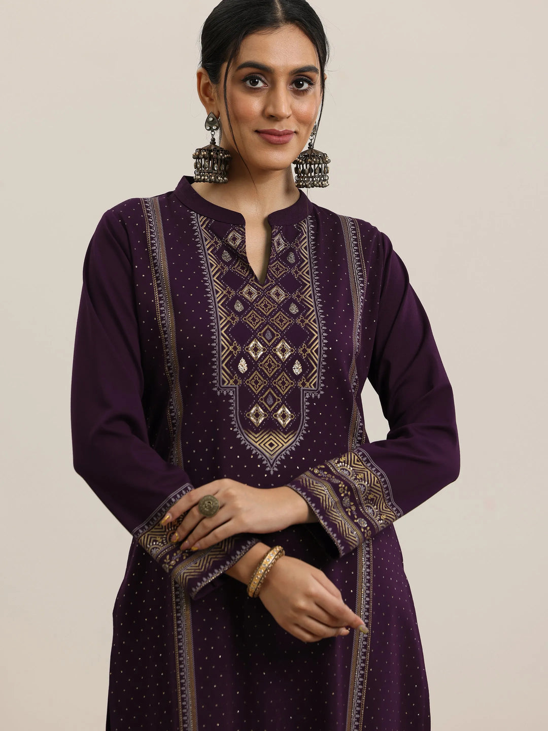  Burgundy Woven Design Wool Blend Straight Suit With Dupatta 