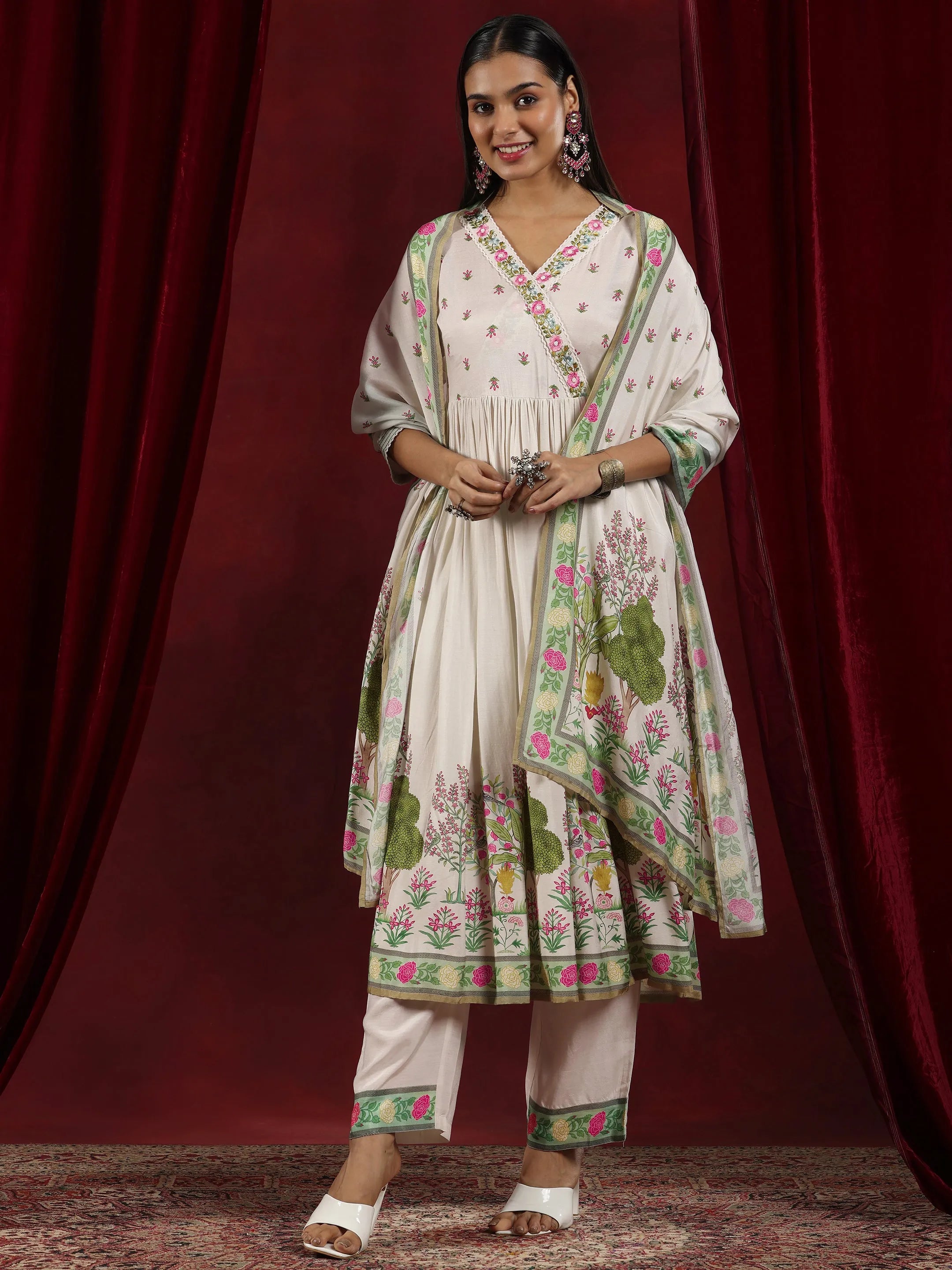 libas Off White Printed Muslin Anarkali Suit With Dupatta-picture-56