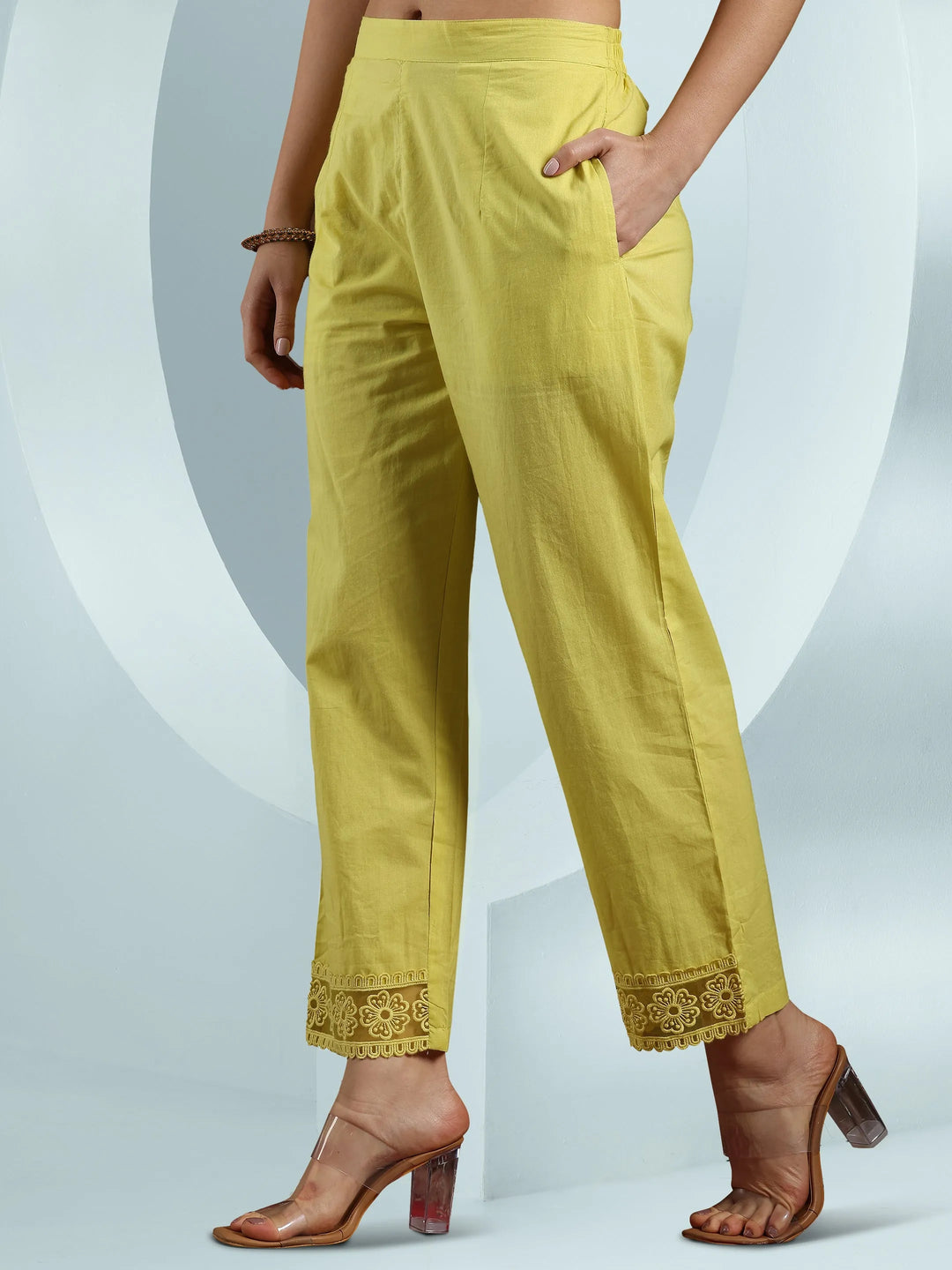  Yellow Printed Cotton Blend Straight Suit With Dupatta 