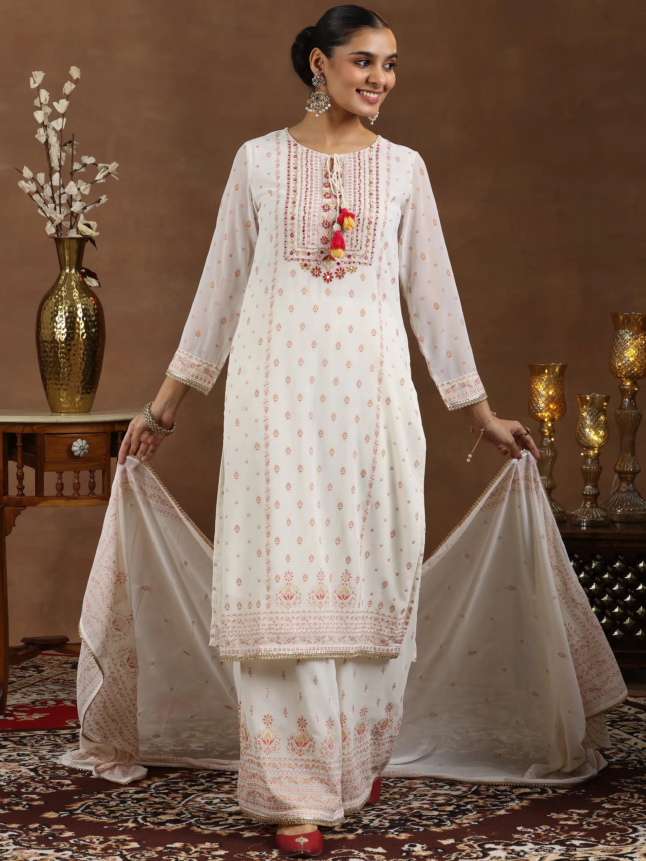 libas Off White Printed Georgette Straight Suit With Dupatta-picture-21