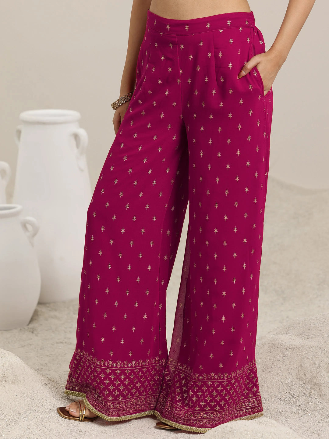  Pink Printed Georgette Straight Suit With Dupatta 