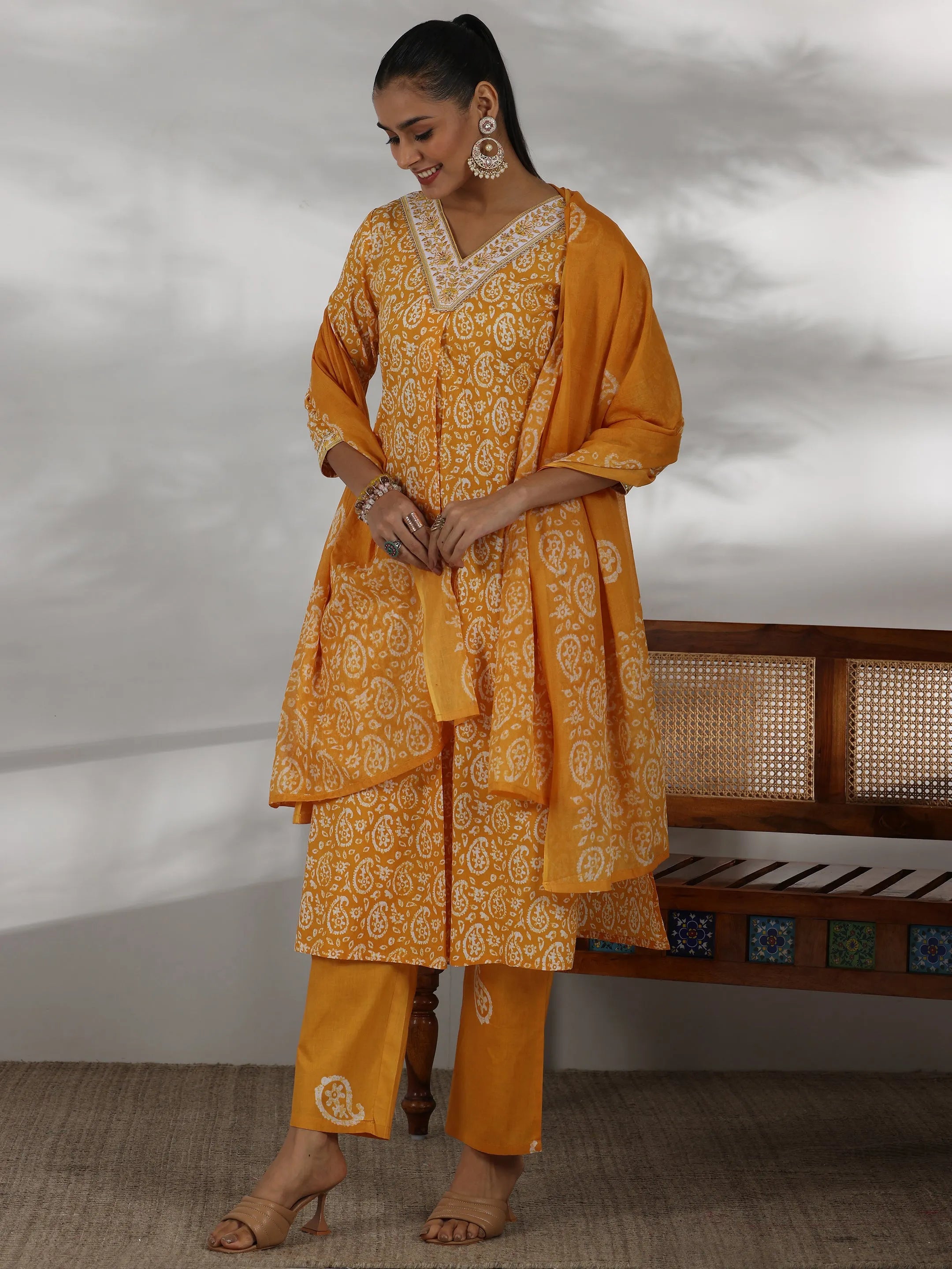 libas Mustard Printed Cotton Straight Suit With Dupatta-picture-26