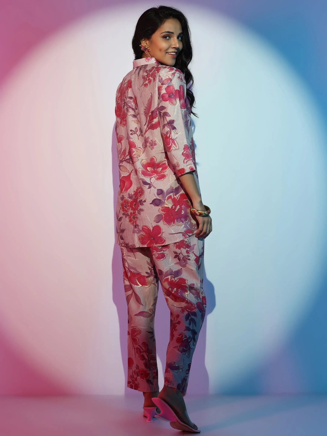  Mauve Printed Silk Blend Co-Ords 