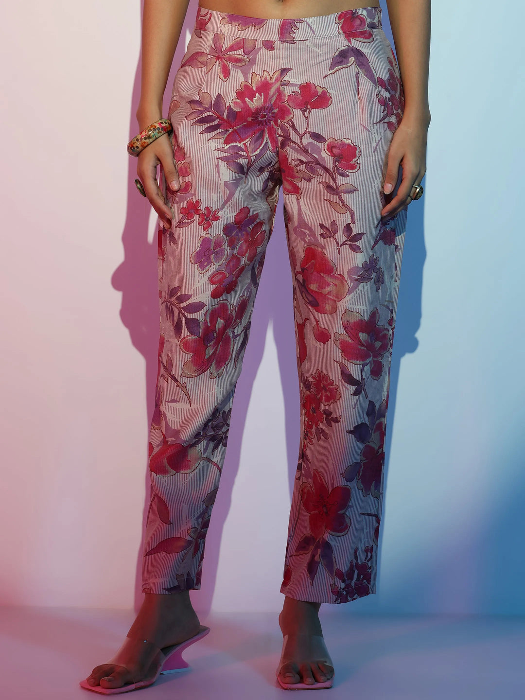  Mauve Printed Silk Blend Co-Ords 