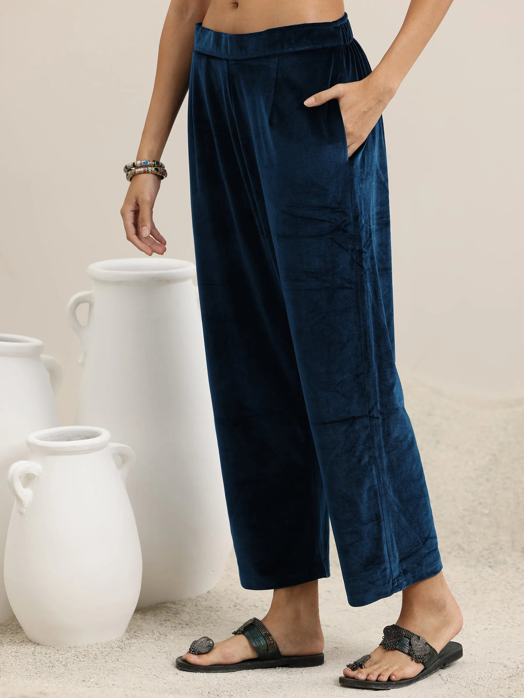  Blue Woven Design Silk Blend Co-Ords 