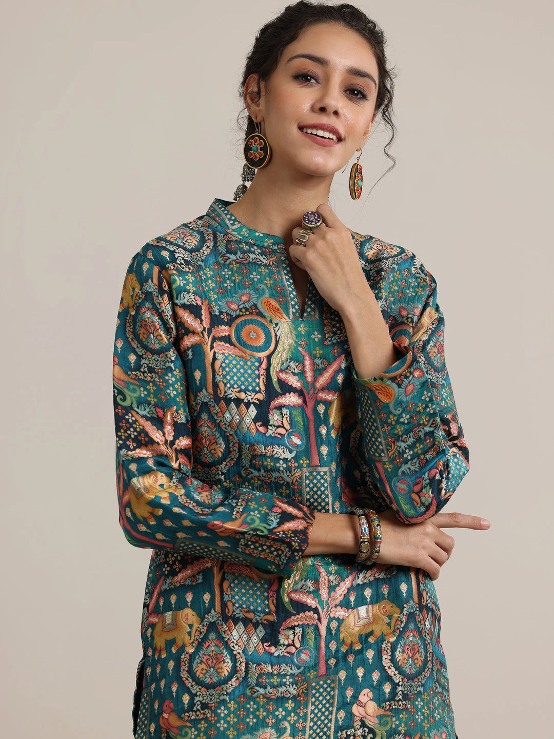  Blue Woven Design Silk Blend Co-Ords 