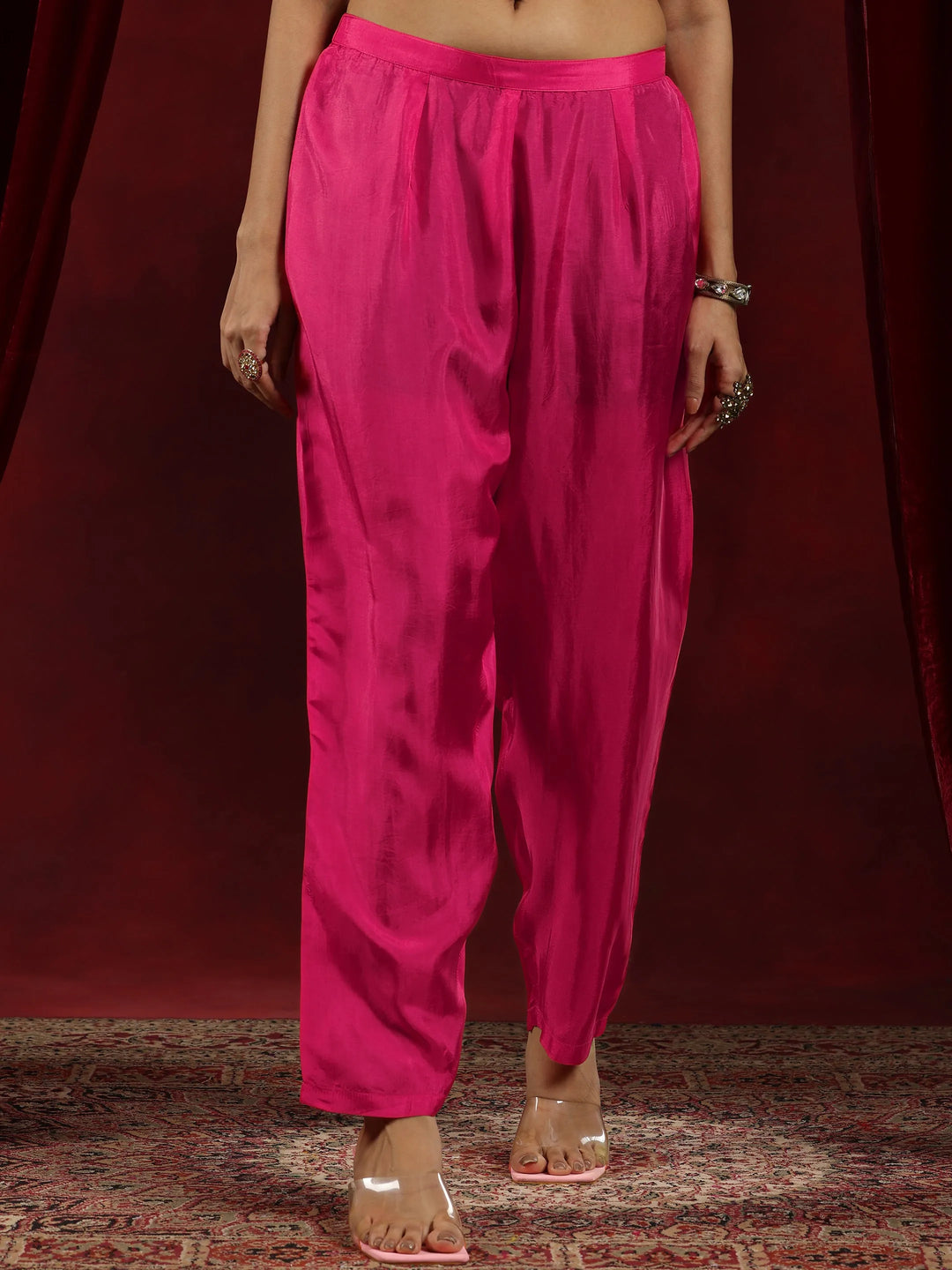  Libas Art Pink Printed Poly Georgette 3 Piece Co-Ords 