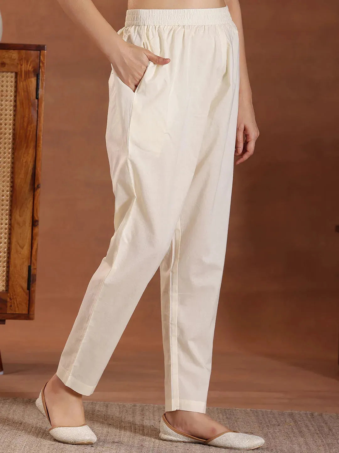  Off White Embroidered Cotton Straight Suit With Dupatta 