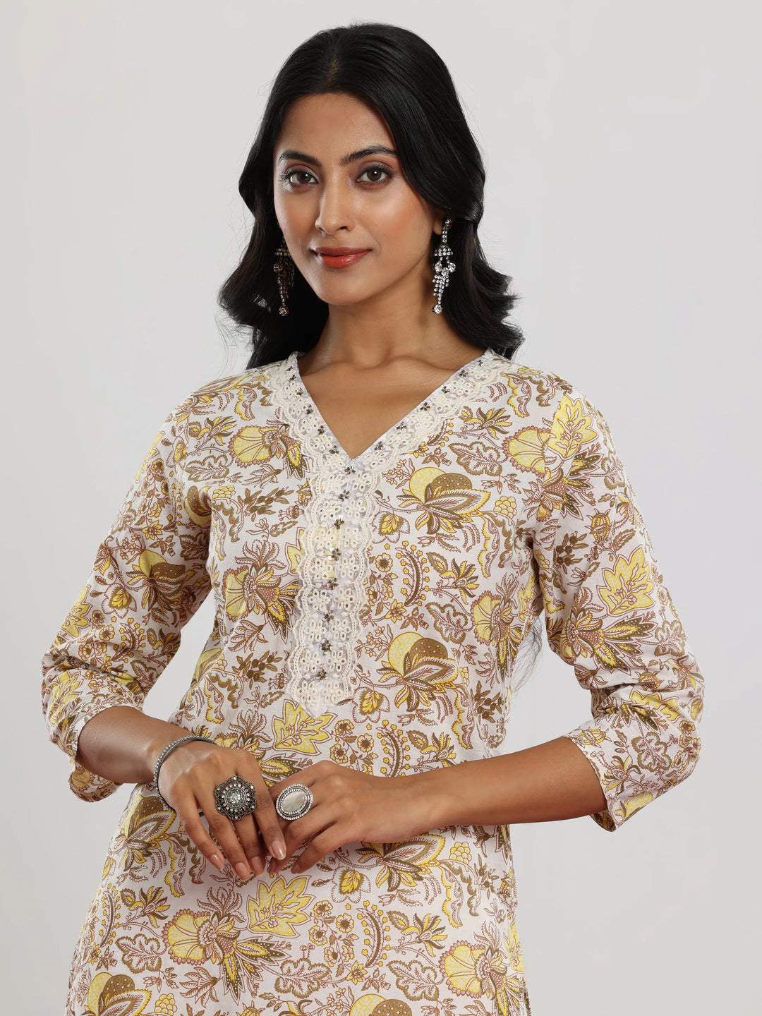  Off White Printed Cotton Straight Suit With Dupatta 