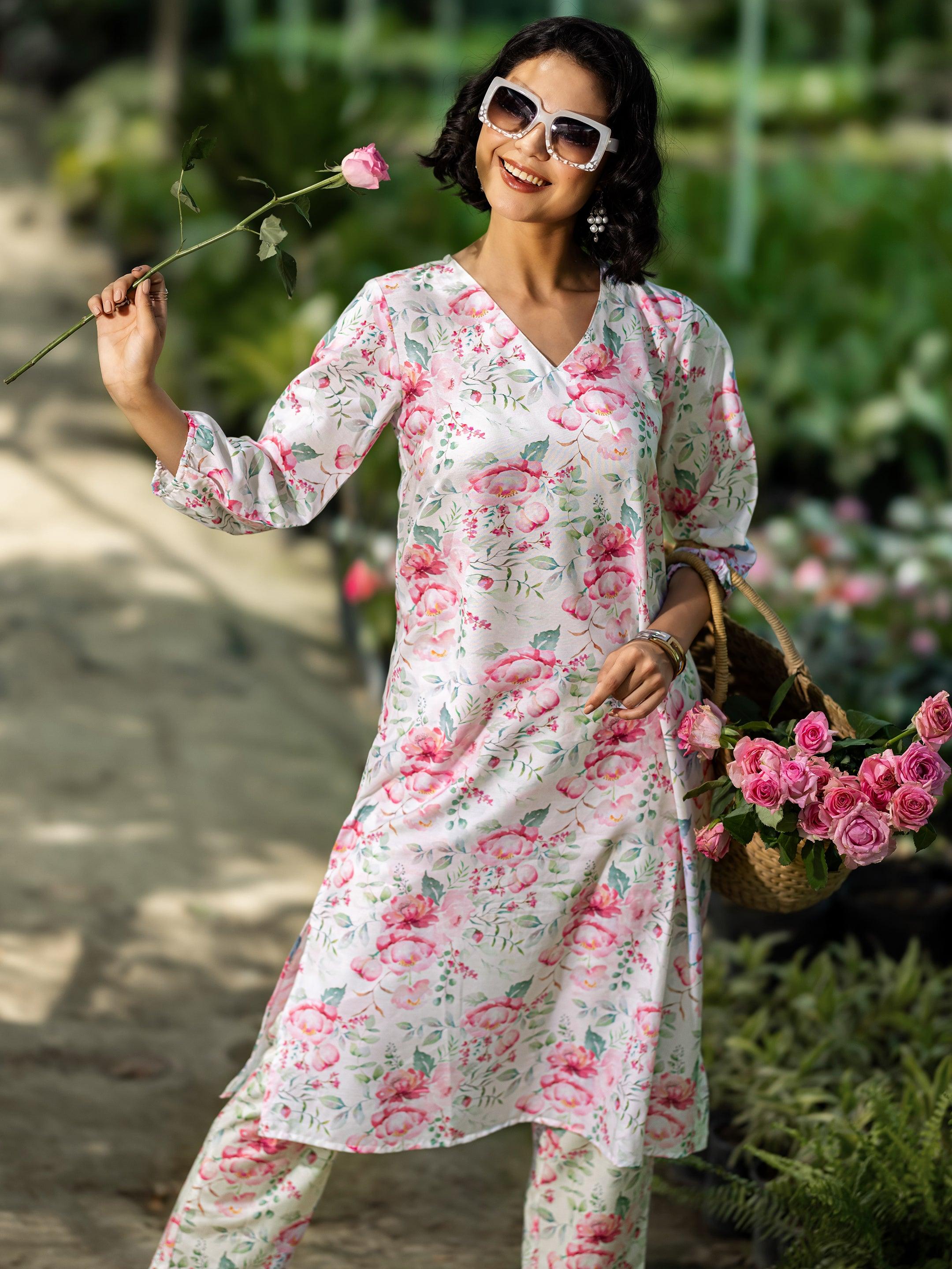 White Printed Rayon Co-Ords-image-43