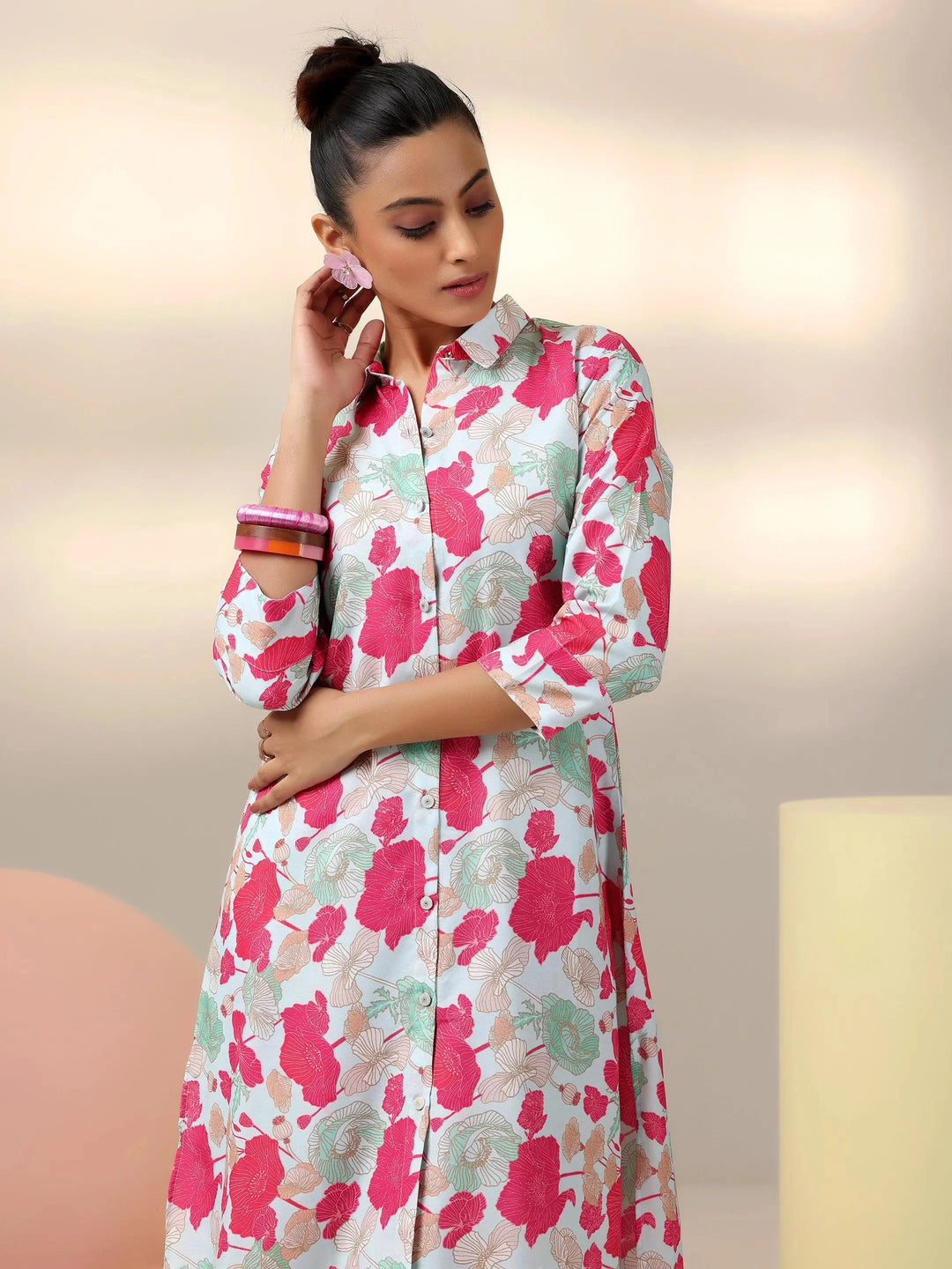  Sea Green Printed Rayon Co-Ords 