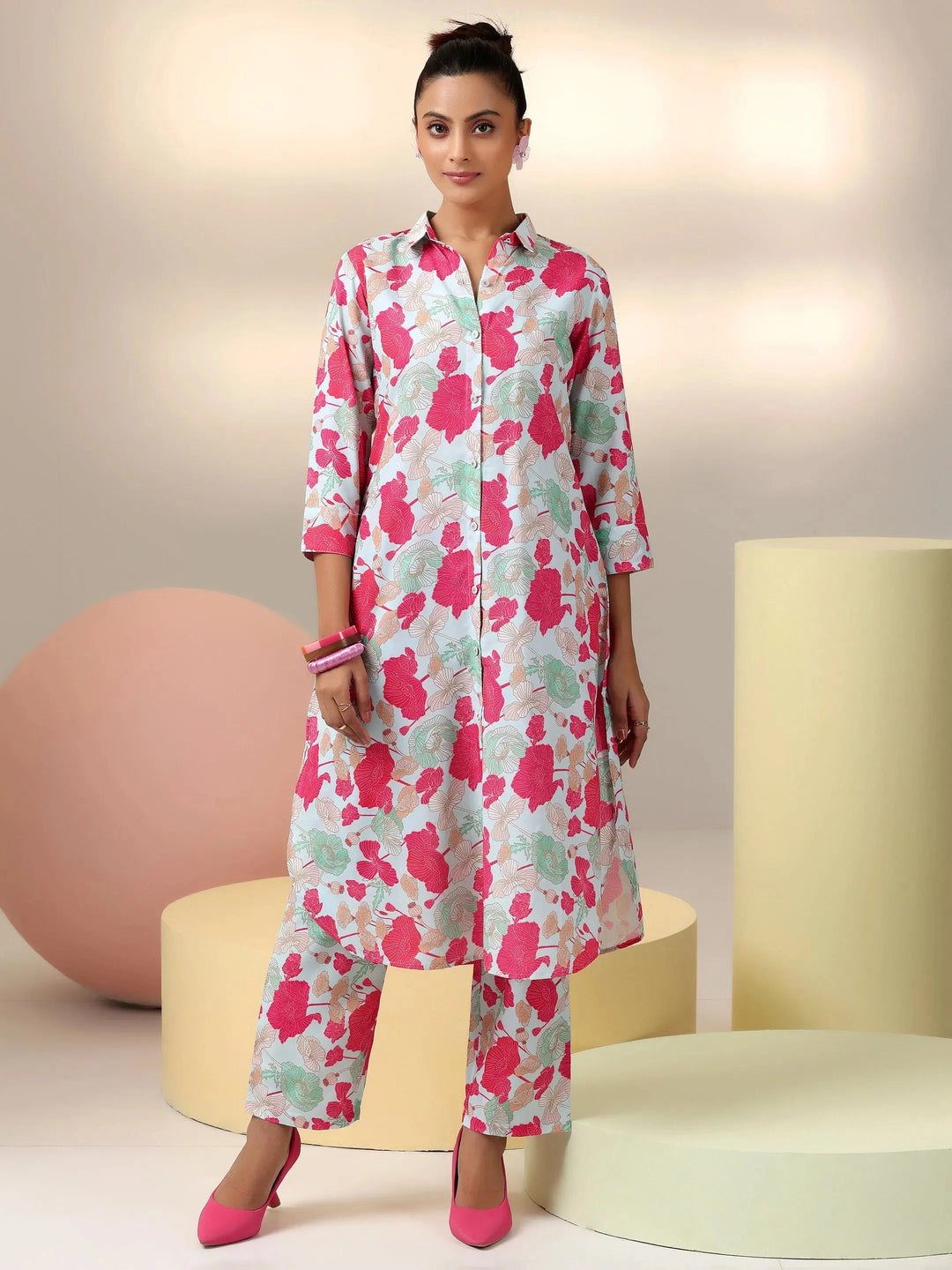  Sea Green Printed Rayon Co-Ords 