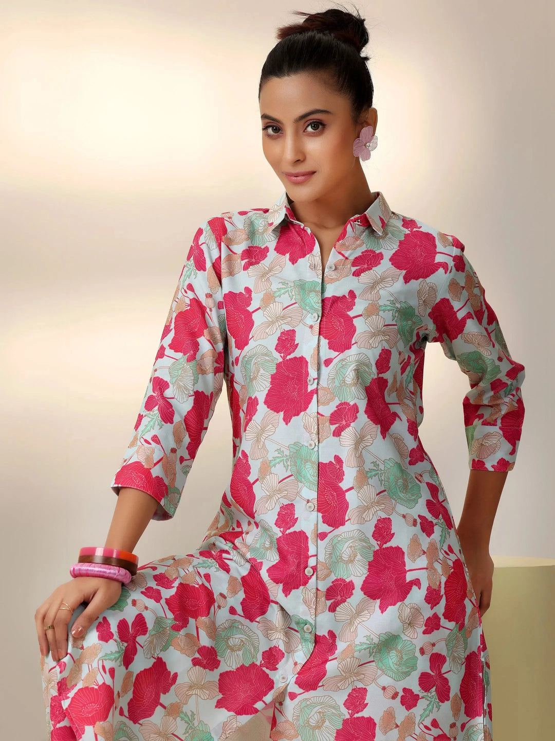  Sea Green Printed Rayon Co-Ords 