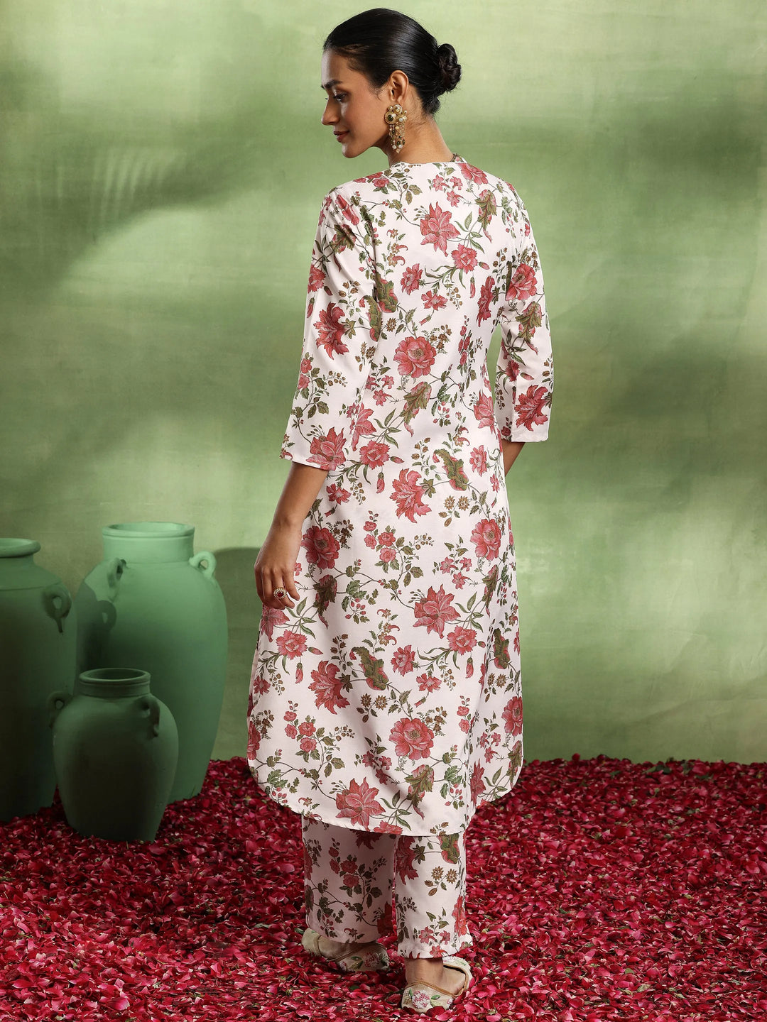  White Printed Rayon Co-Ords 