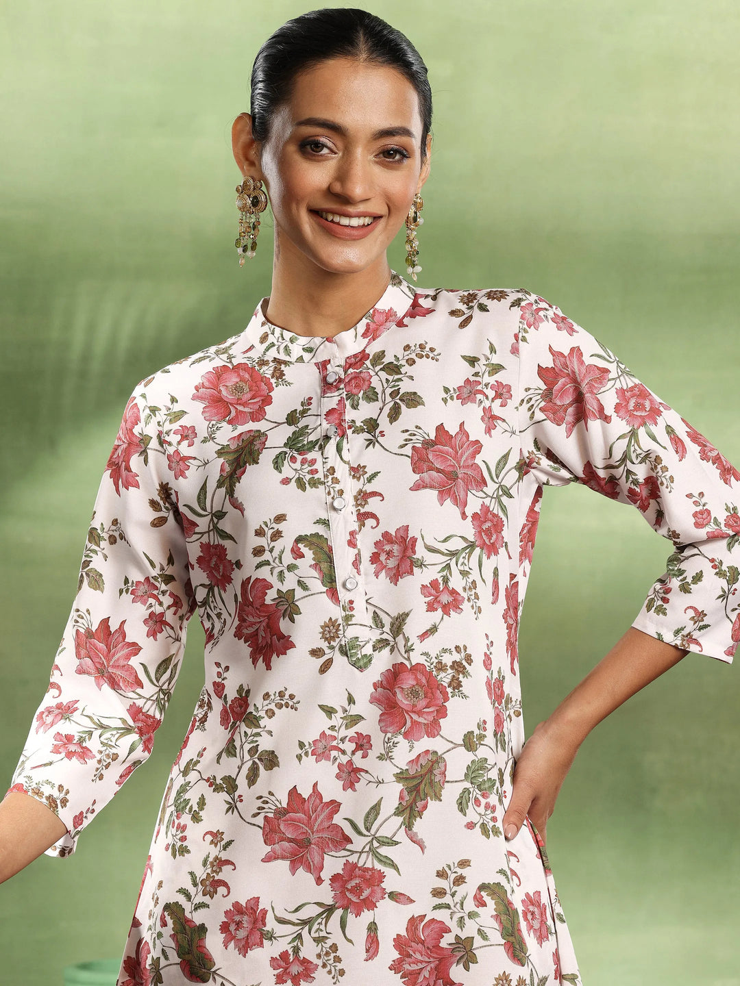  White Printed Rayon Co-Ords 