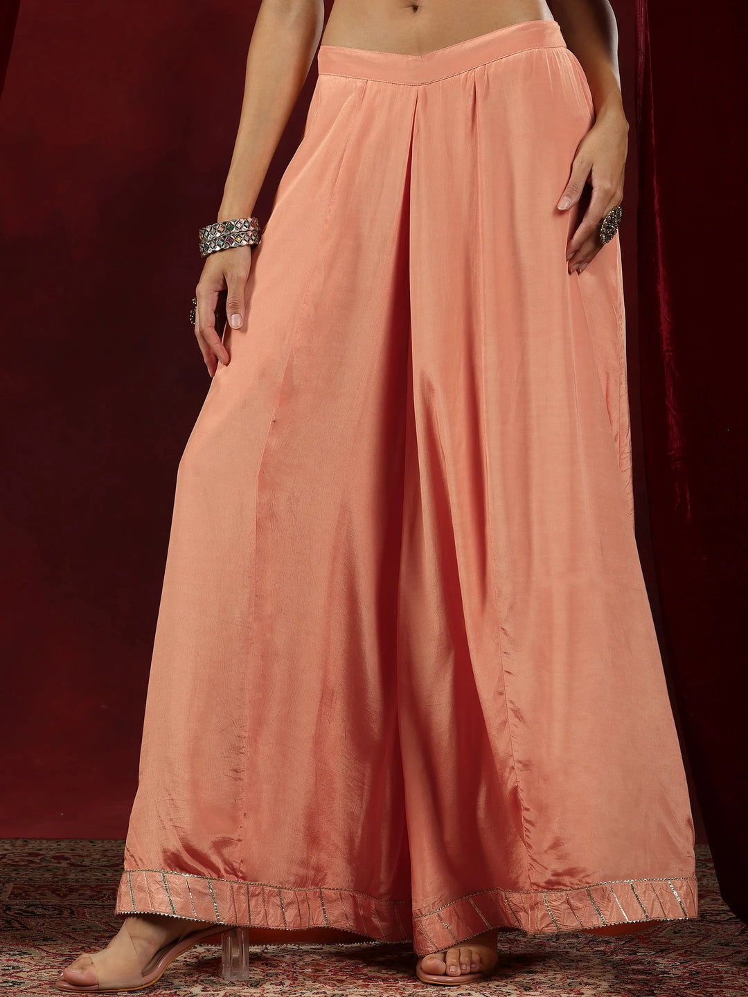  Libas Art Peach Embroidered Organza Straight Suit With Dupatta 