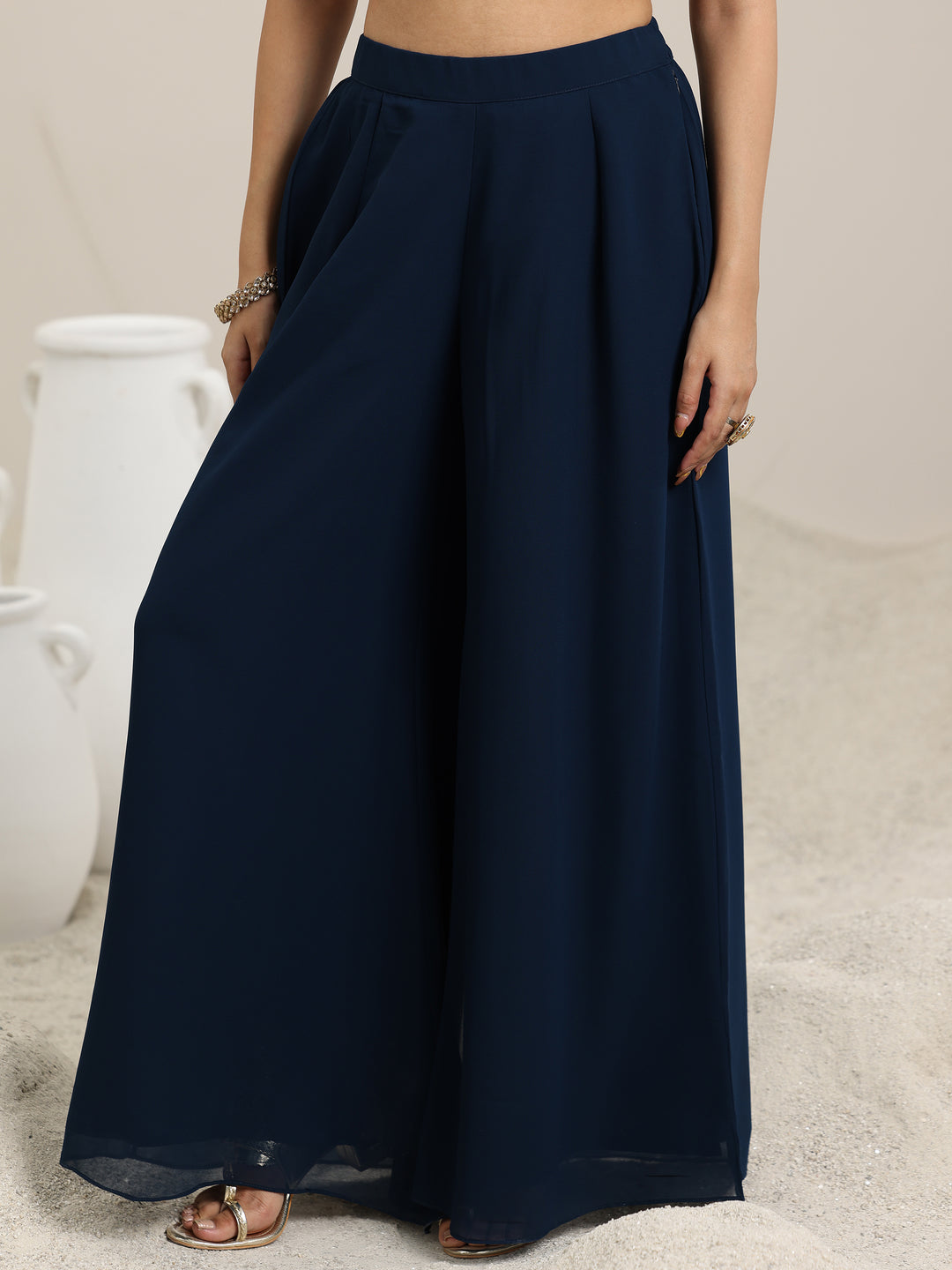  Blue Embellished Georgette Co-Ords With Shrug 