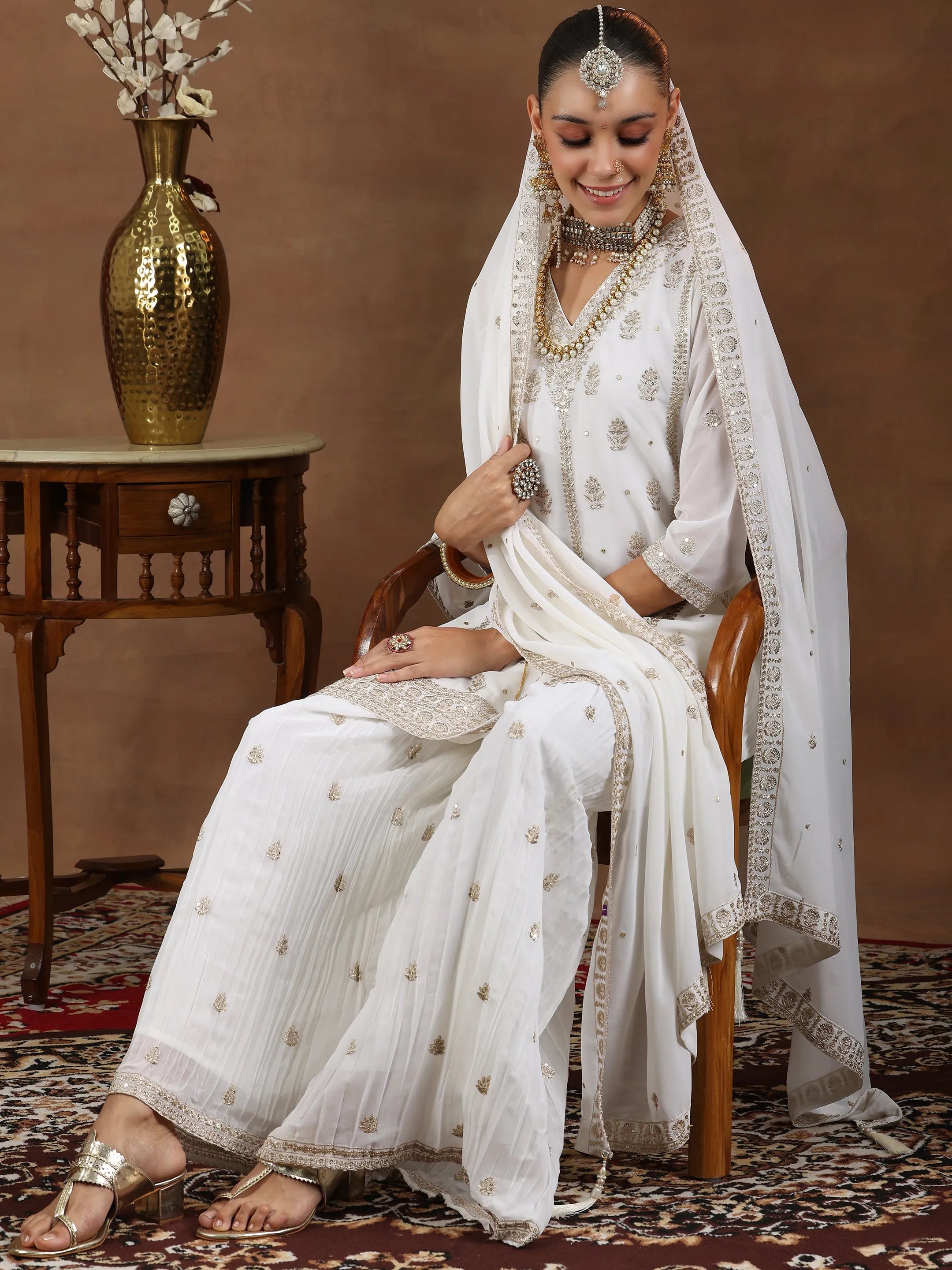 libas White Embroidered Georgette Straight Suit With Dupatta-picture-47
