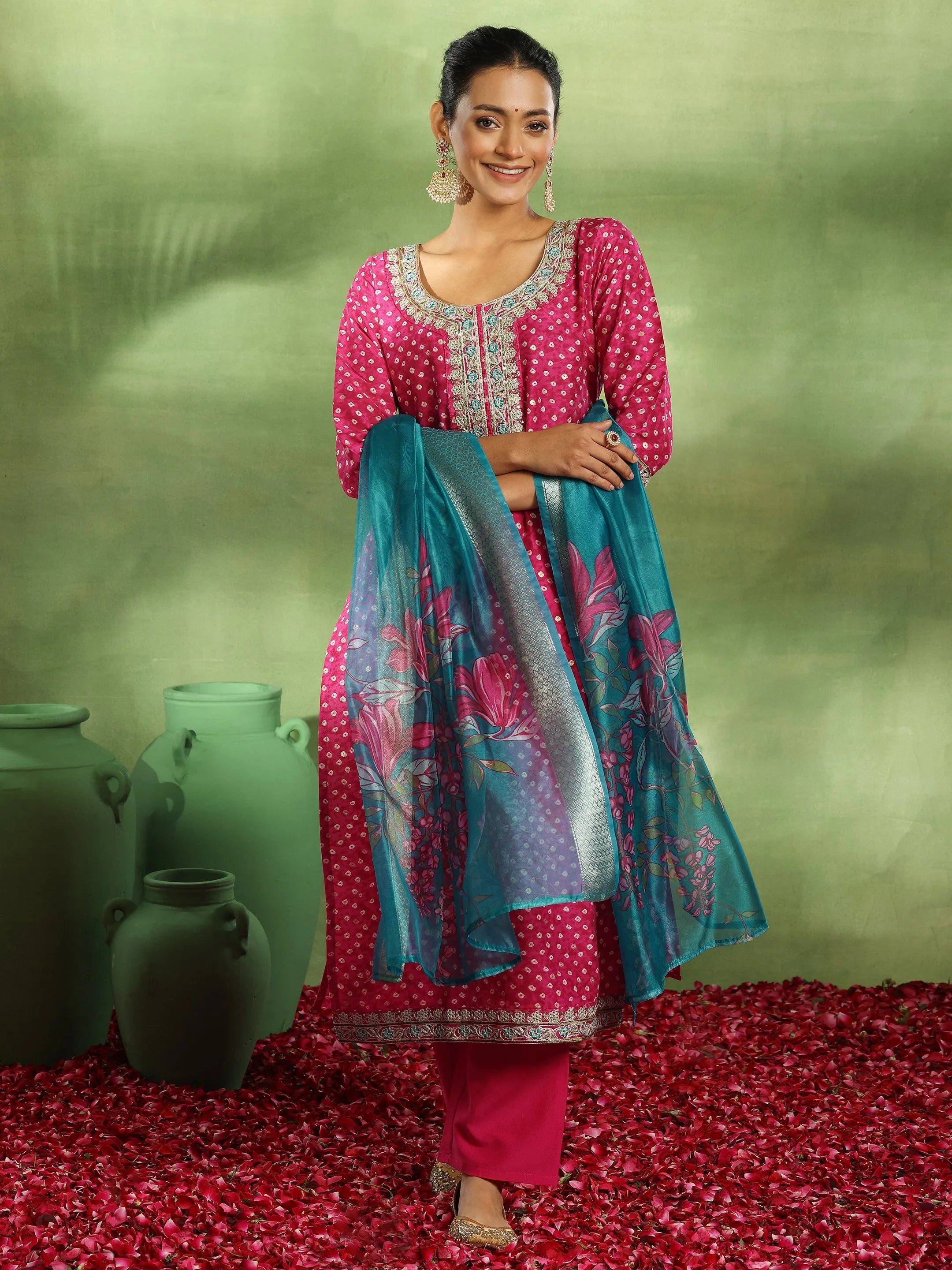 libas Pink Printed Silk Blend Straight Suit With Dupatta-picture-33
