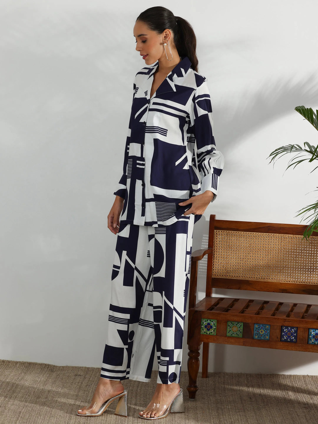  White Printed Rayon Co-Ords 