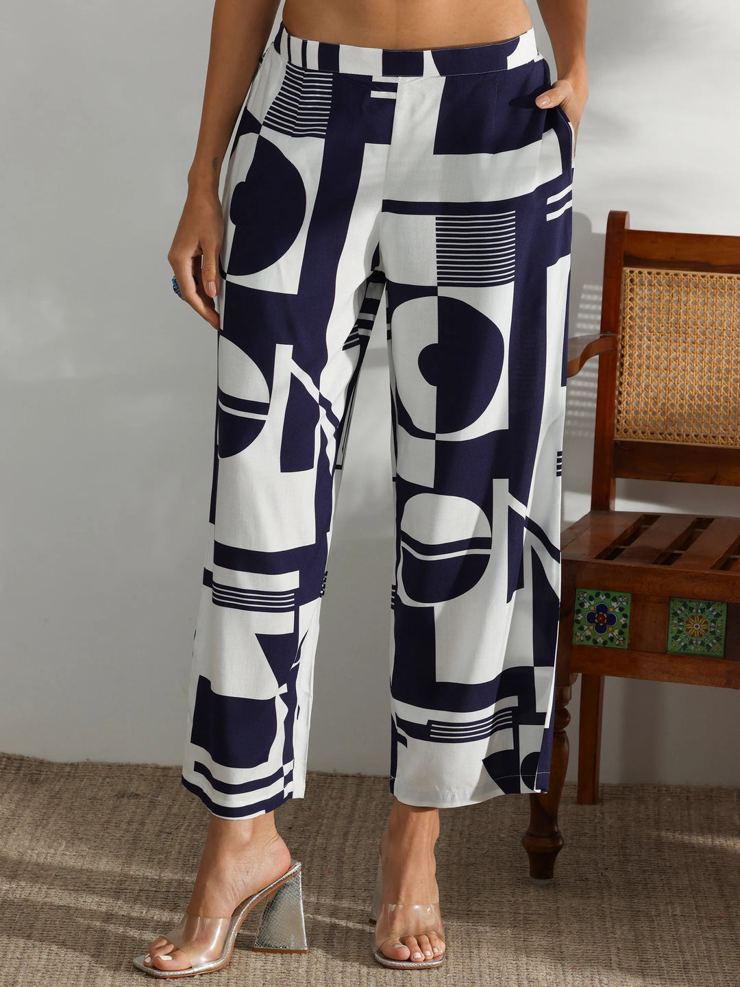  White Printed Rayon Co-Ords 