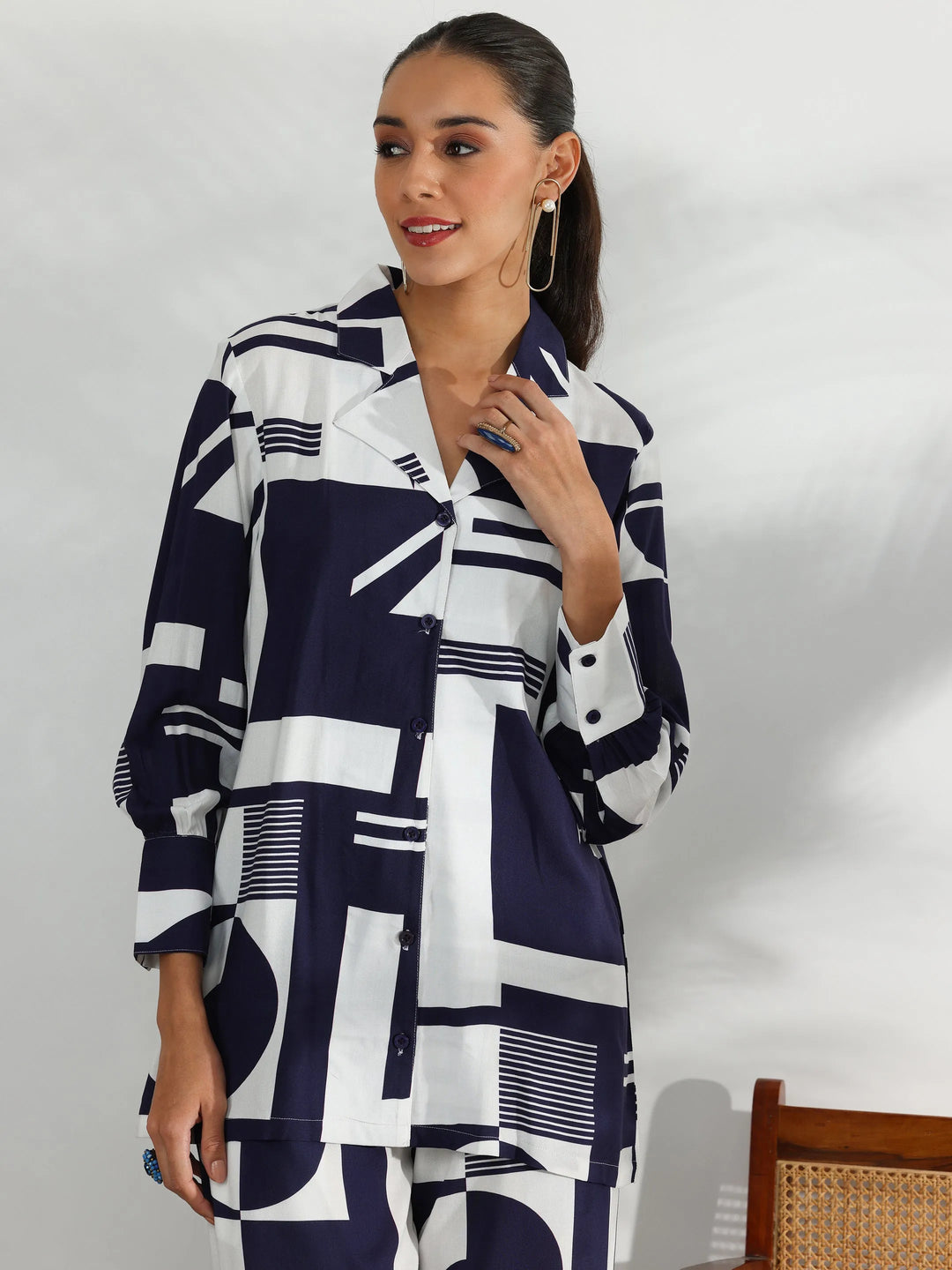 White Printed Rayon Co-Ords 