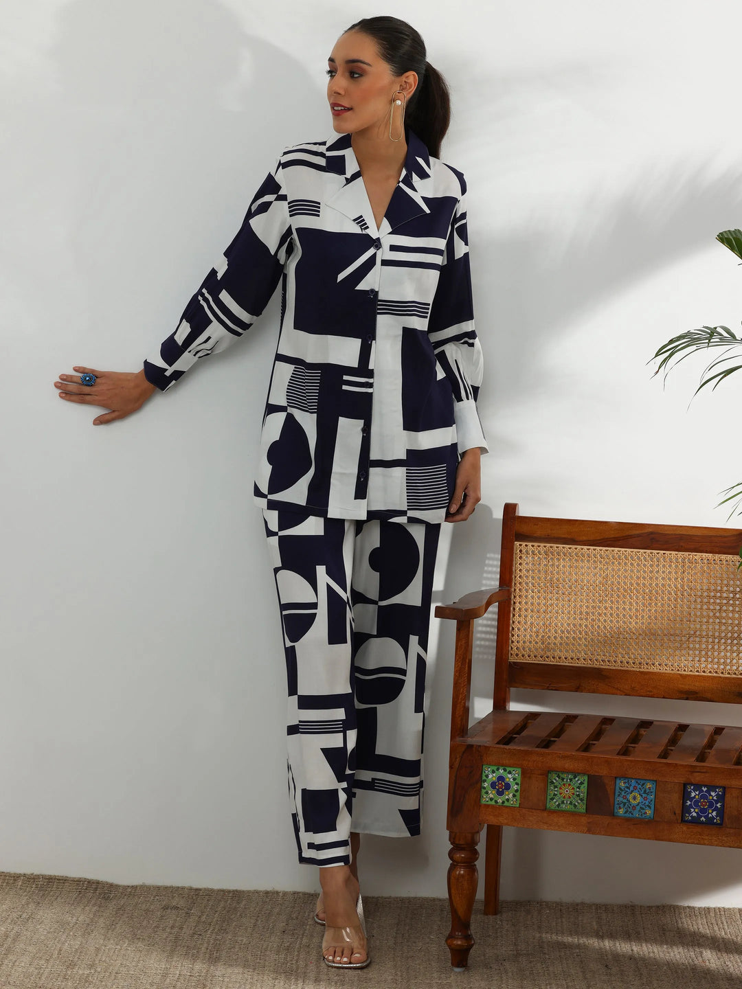  White Printed Rayon Co-Ords 