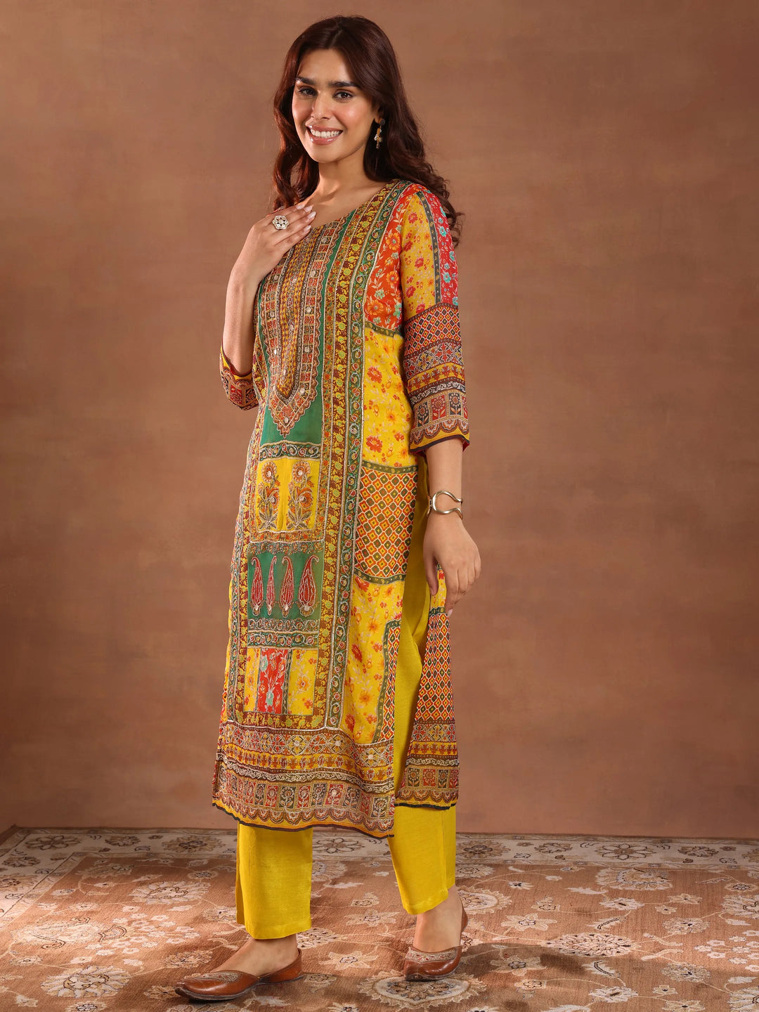  Mutli Printed Silk Blend Straight Suit With Dupatta 